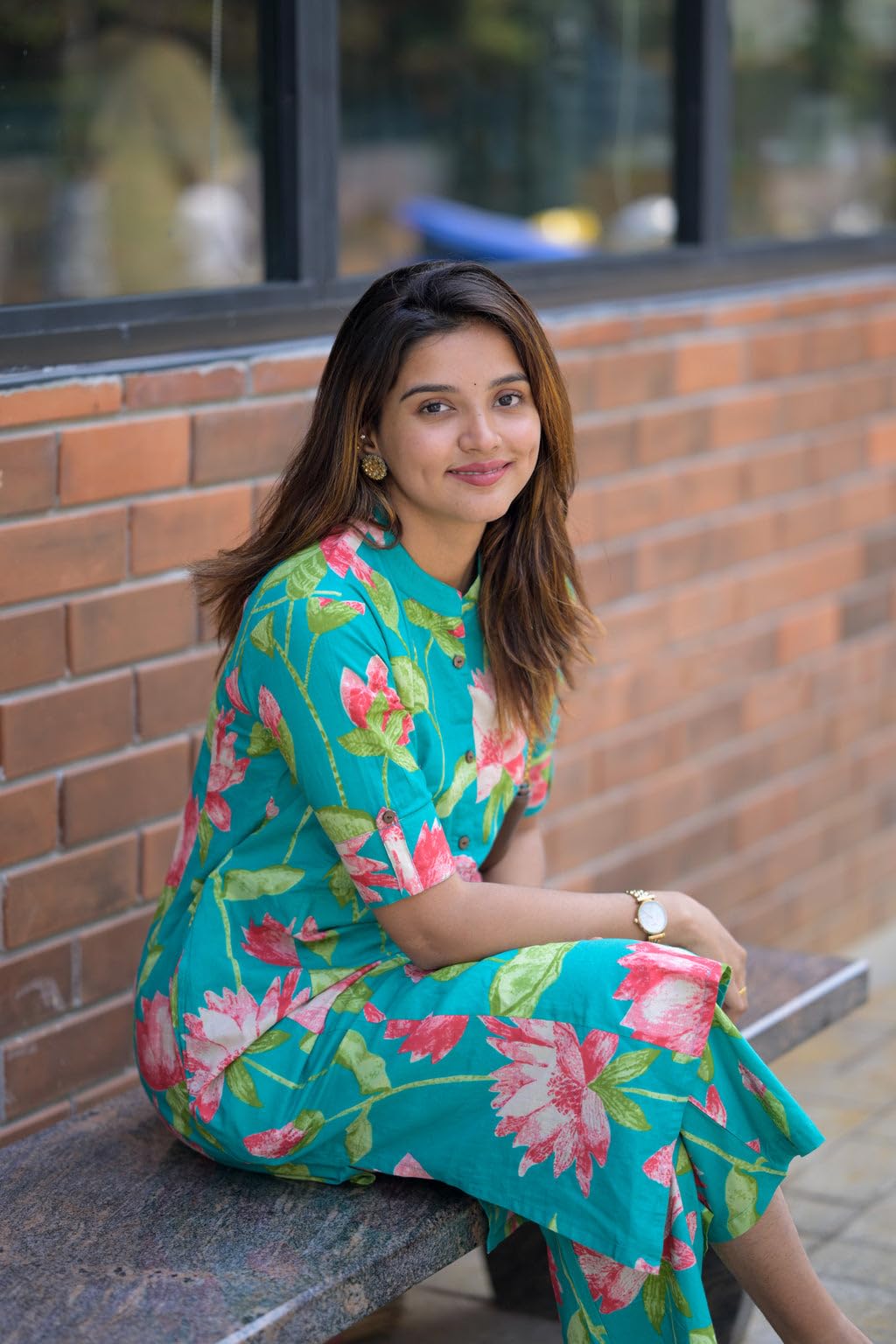 Green Rayon Viscose Kurta Set for Women - Image 5