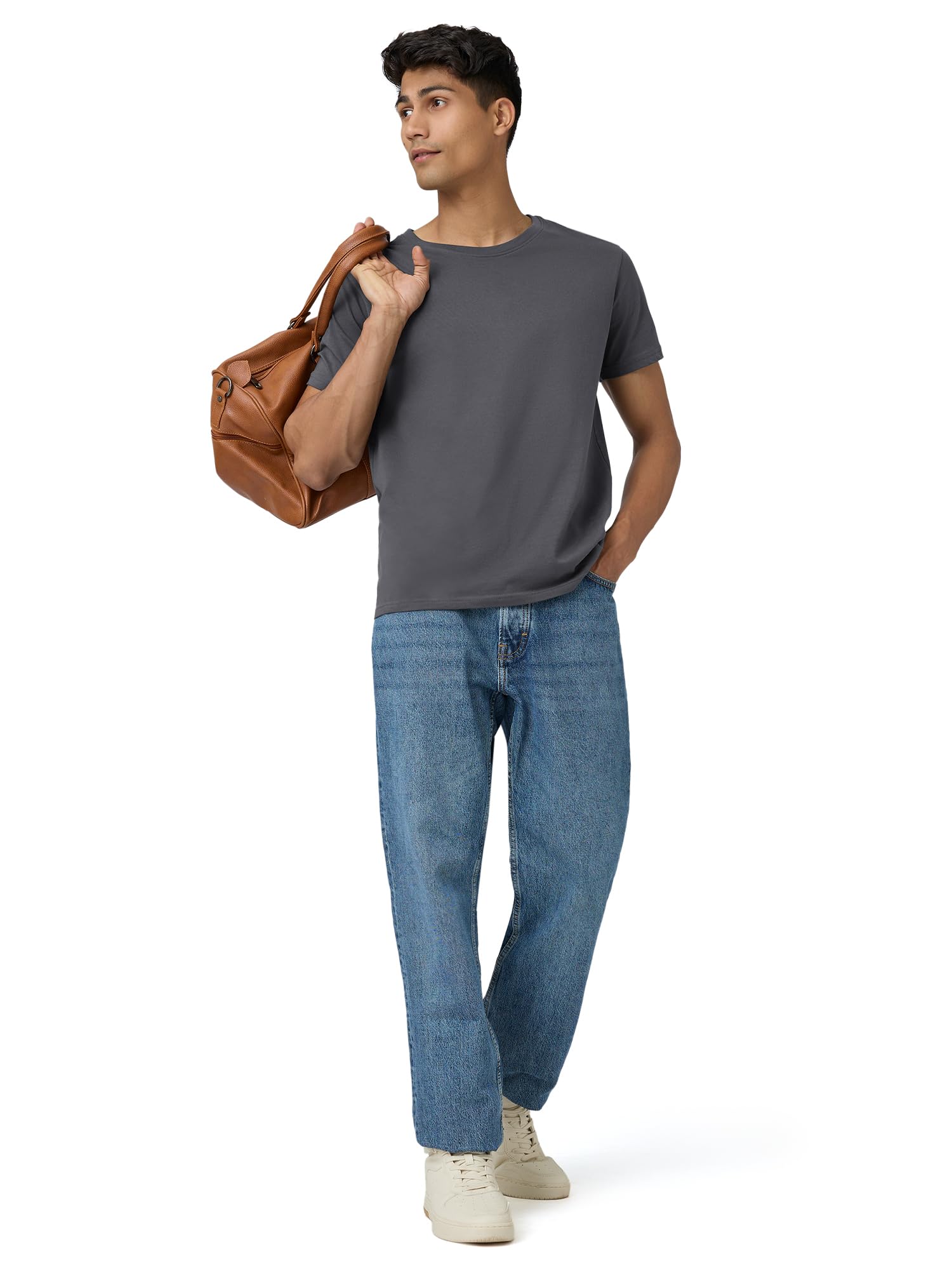 XYXX Men's Solid T-Shirt - Dark Grey - Image 5