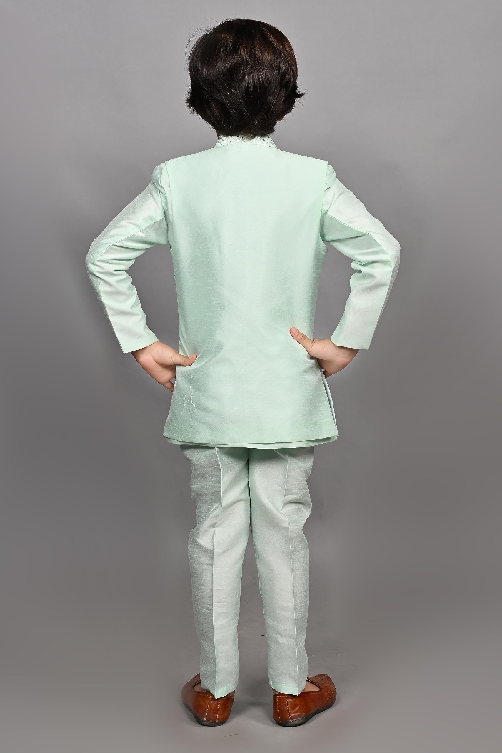 Ahaaaa Kids Ethnic Silk Blend Sherwani Set for Boys - Image 3