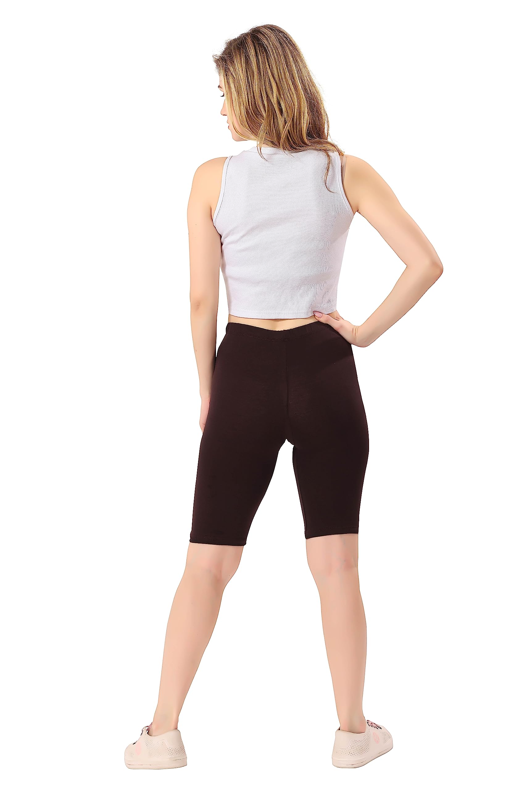 TRASA Women's Brown Cotton Biker Shorts - Image 5