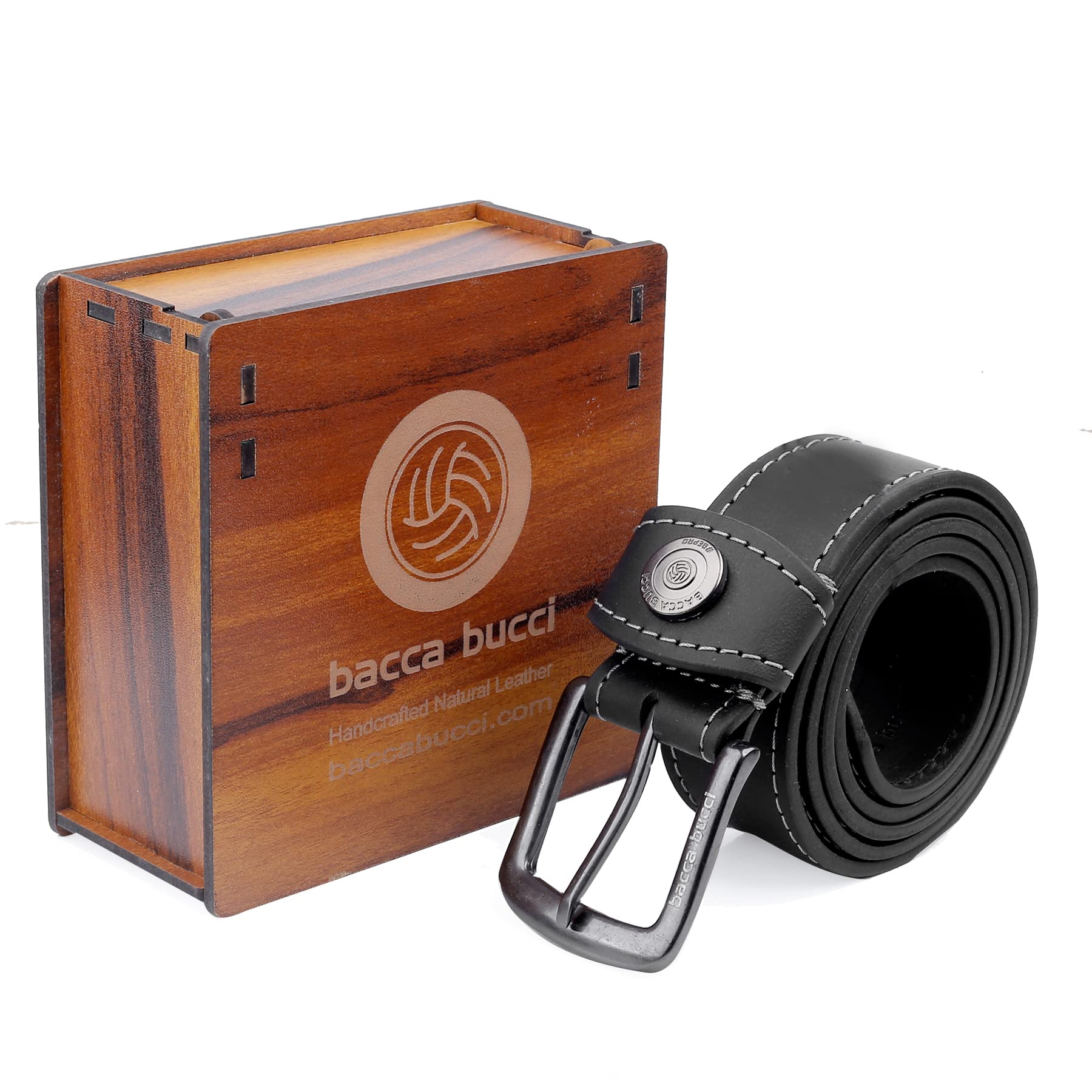 Bacca Bucci Men's Genuine Leather Black Belt - Image 3