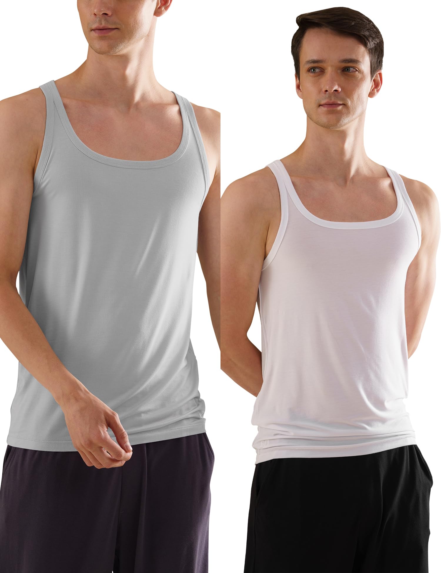 DaMENSCH Men's Cotton Blend Vest - Grey White