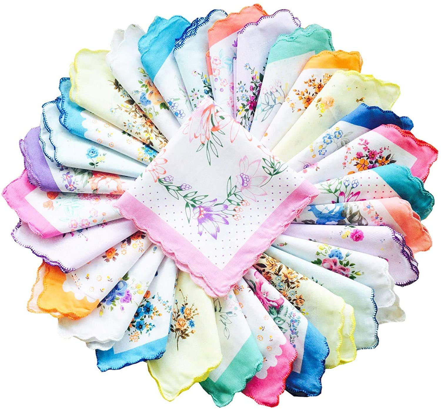 S4S Women's Cotton Cut Work Handkerchief - Floral