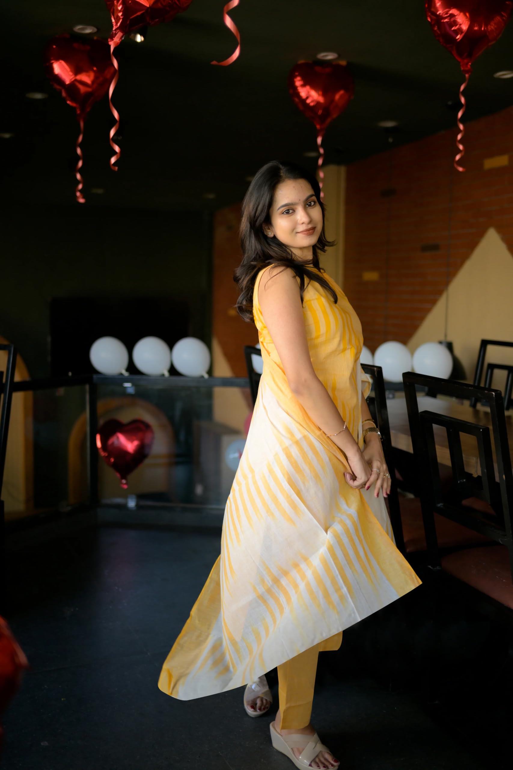 ANNI DESIGNER Women's Rayon Viscose Kurta with Pant & Dupatta - Yellow - Image 5