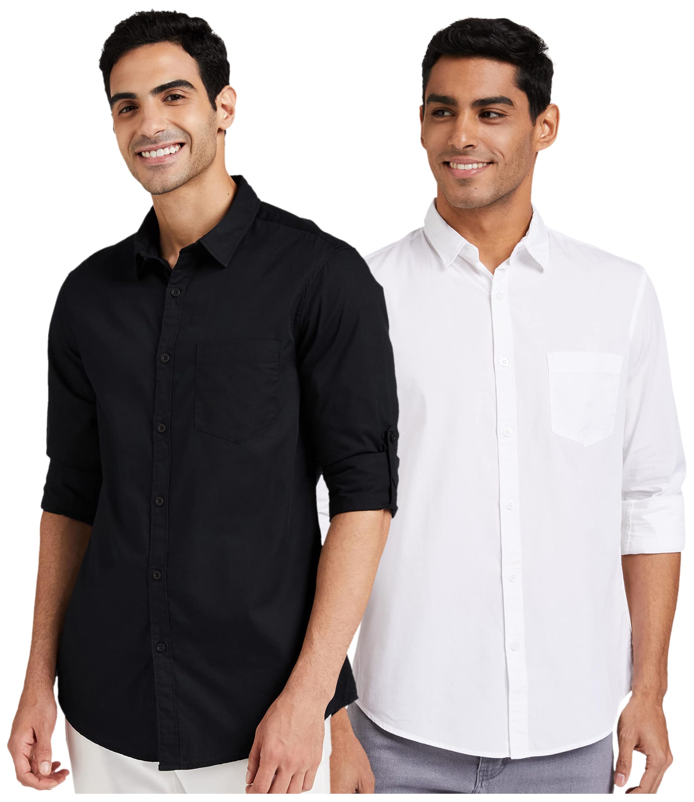 Men's Classic Cotton Shirt - Black & White
