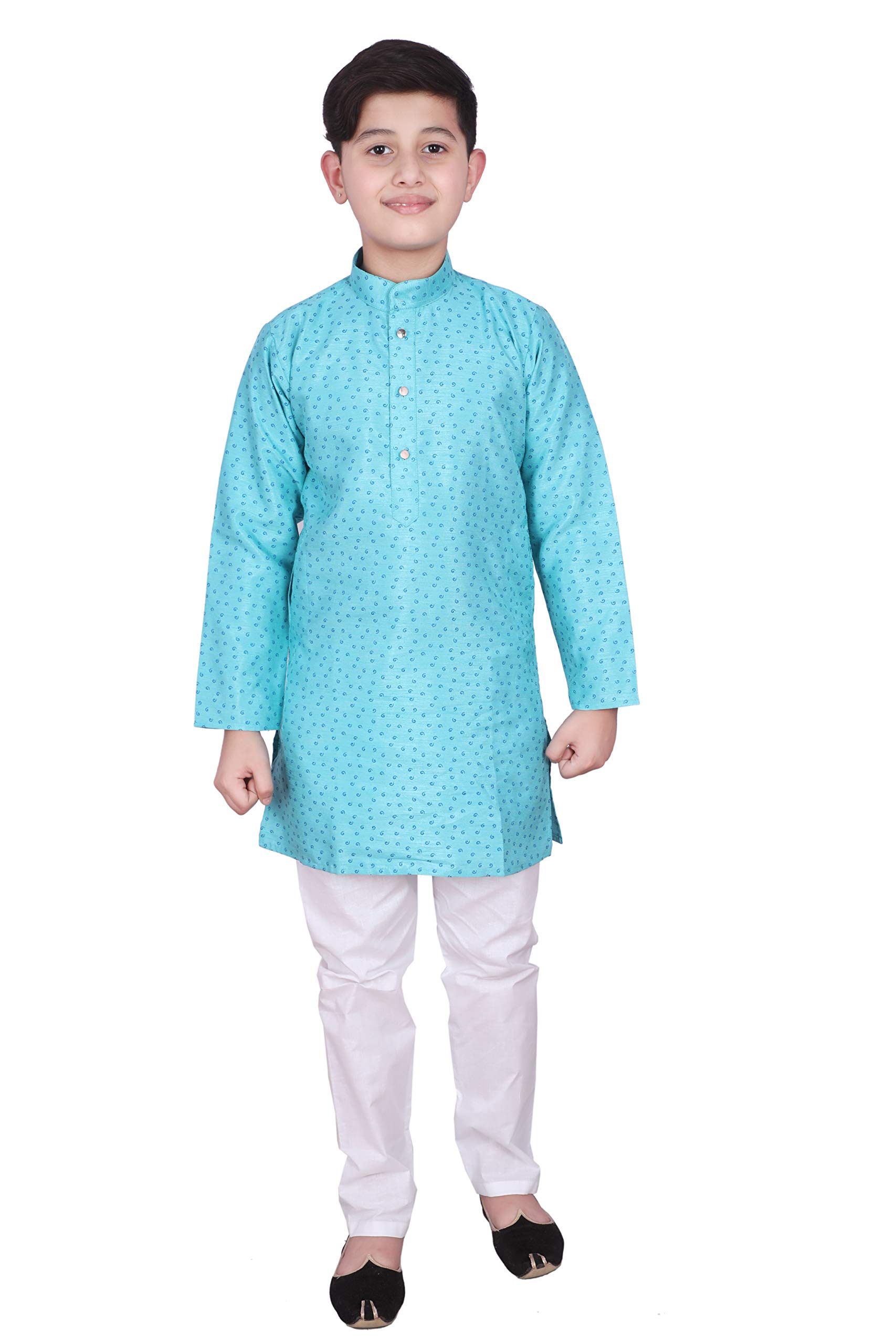 Pro-Ethic Ethnic Wear Silk Kurta Pyjama Set for Kids - Sky Blue