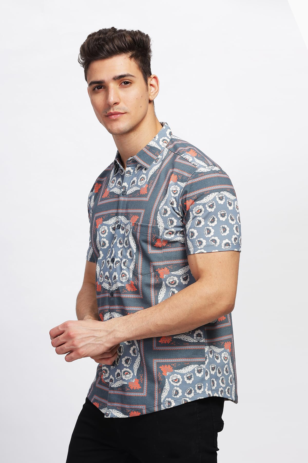 BULLMER Men's Grey Printed Shirt - Image 5
