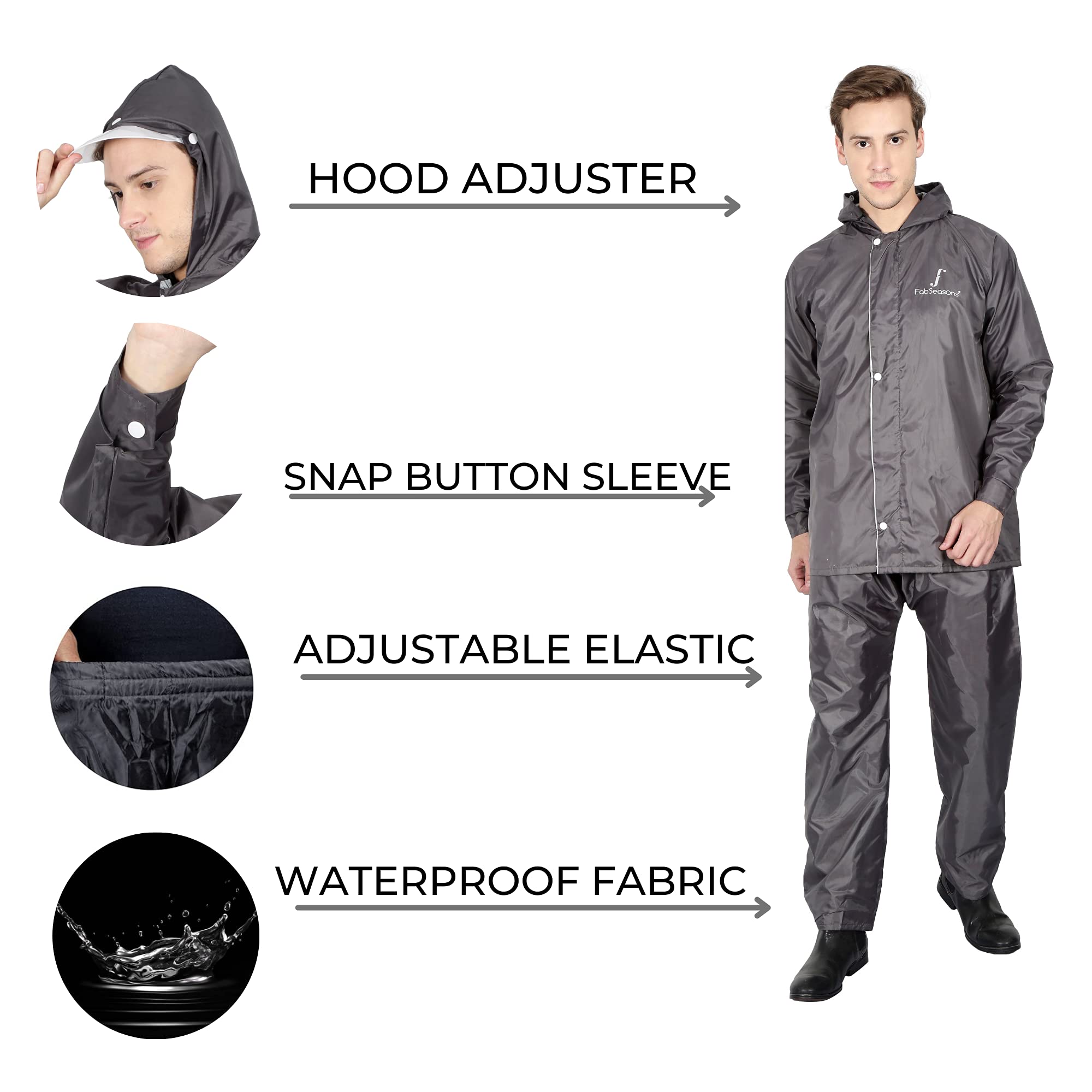 FabSeasons Reversible Waterproof Jacket - Grey - Image 3