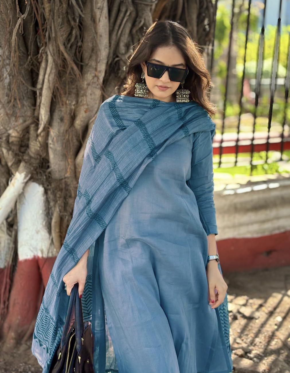 ANNI DESIGNER Light Blue Rayon Kurta Set for Women - Image 5