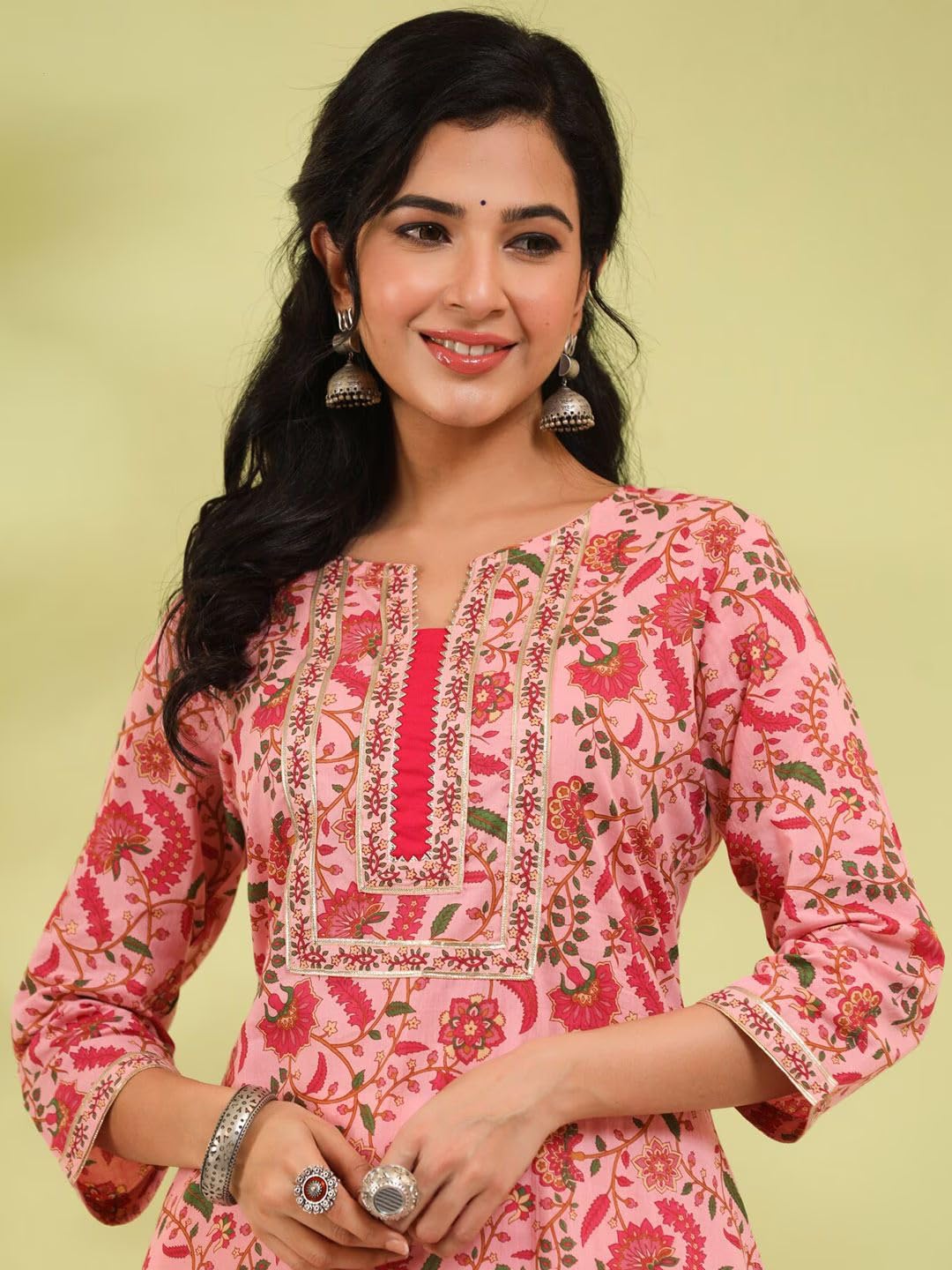 rytras Women's Cotton Printed Kurta - Pink - Image 5