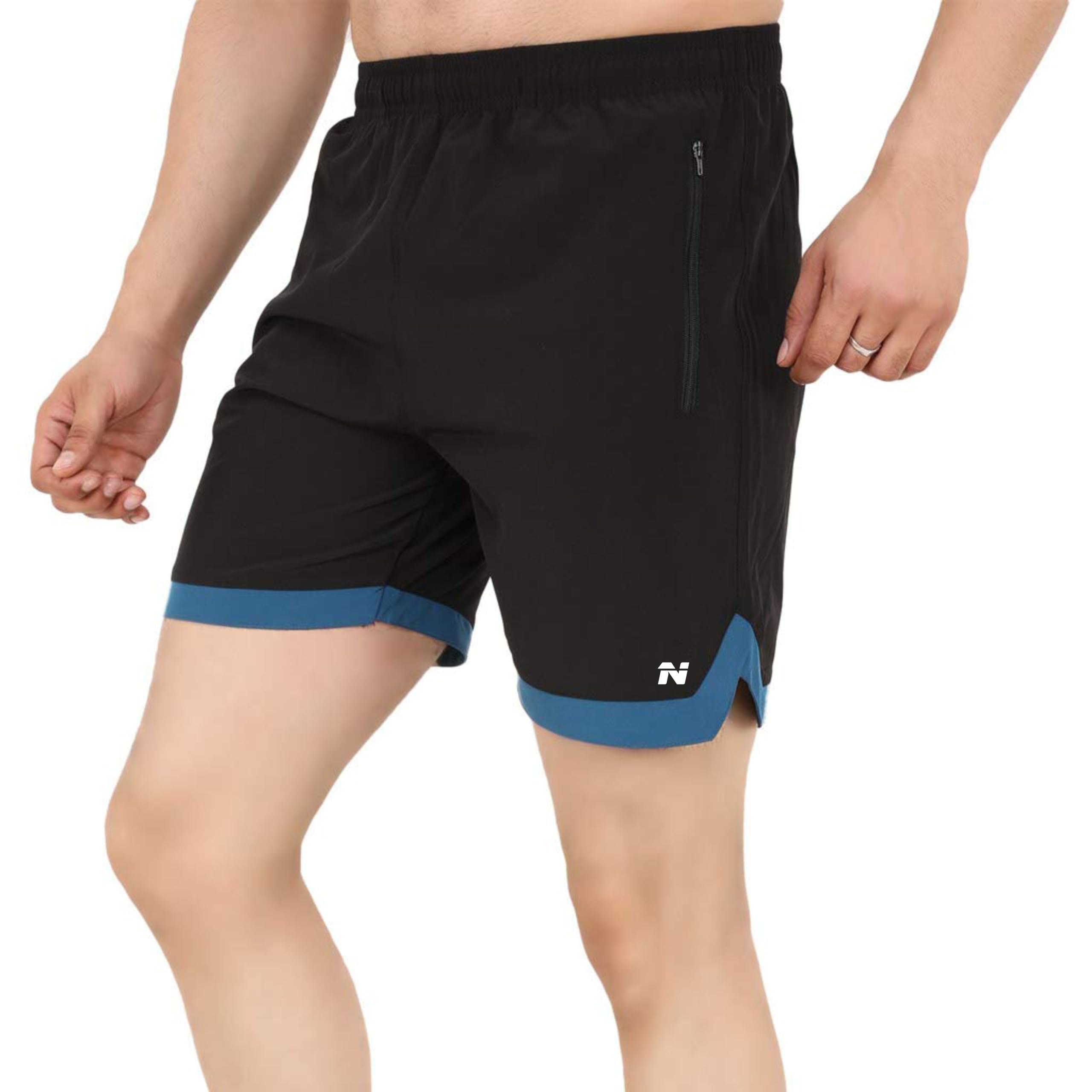 NINQ Men's Athletic Running Shorts - Black - Image 3