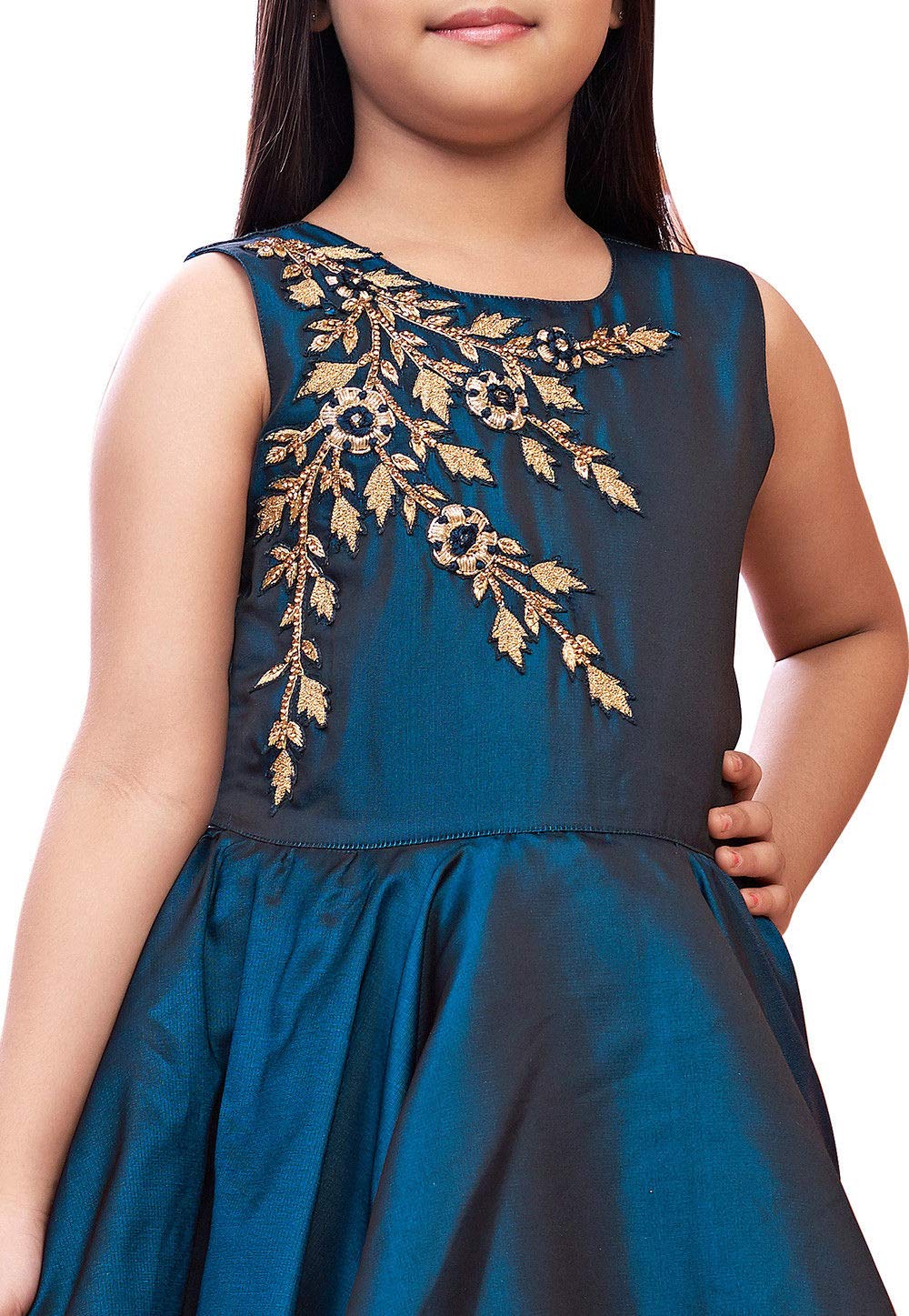 GarbGlide Girl's White A-Line Maxi Dress - Image 2