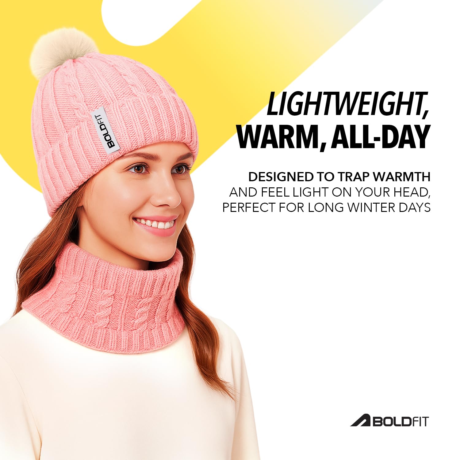 Boldfit Pink Woolen Beanie for Women - Image 4