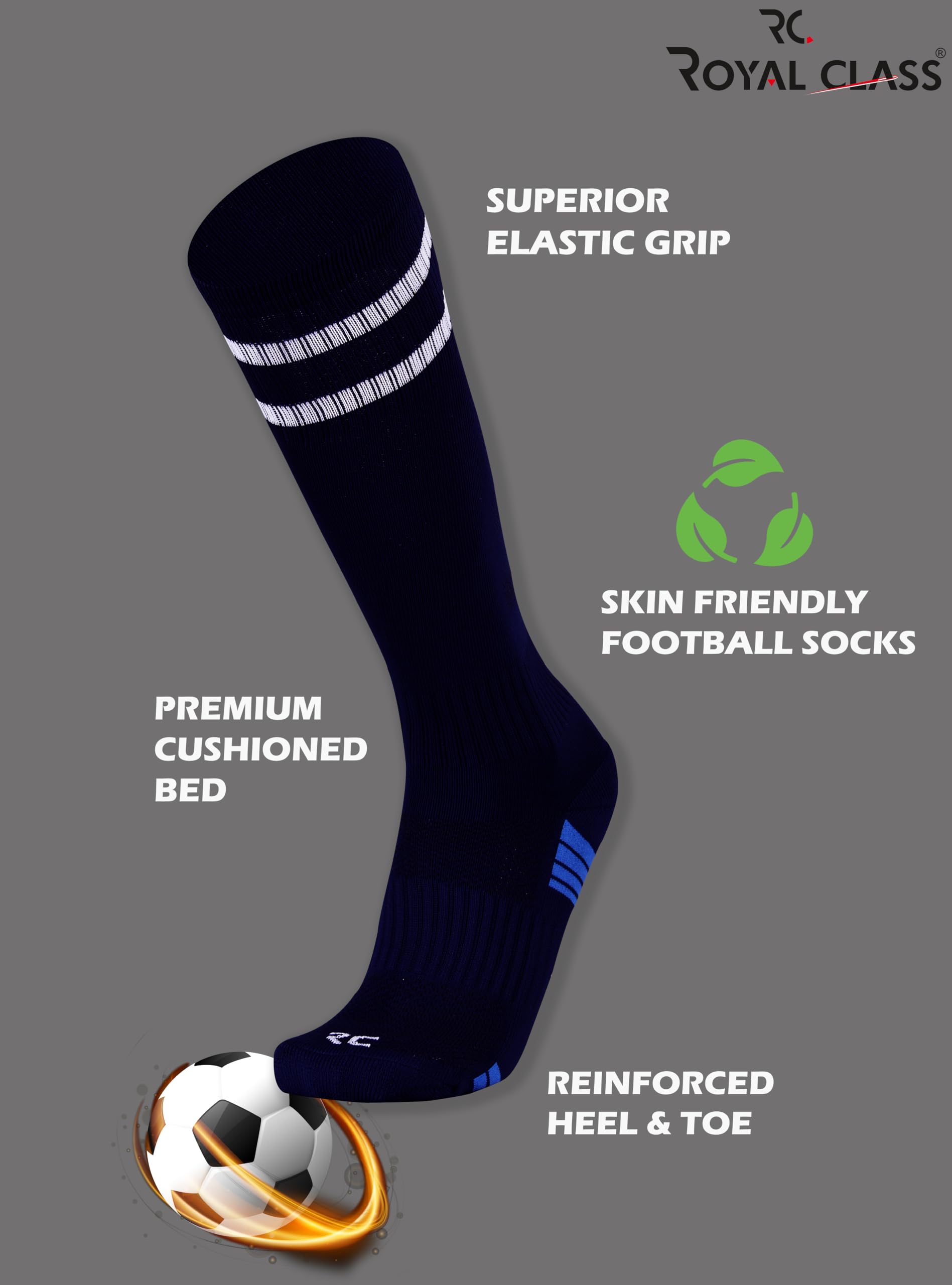 RC ROYAL CLASS Football Socks - Navy Blue Unisex - Image 4