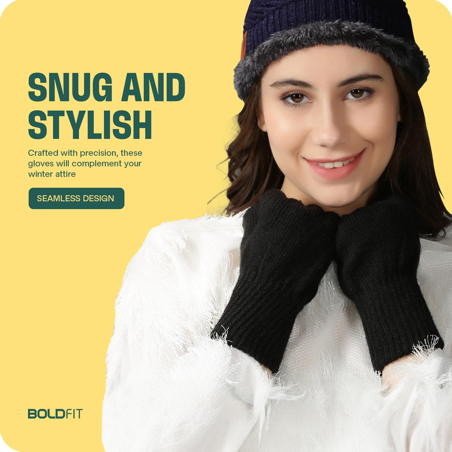 Boldfit Woolen Knitted Hand Gloves for Men & Women - Image 4