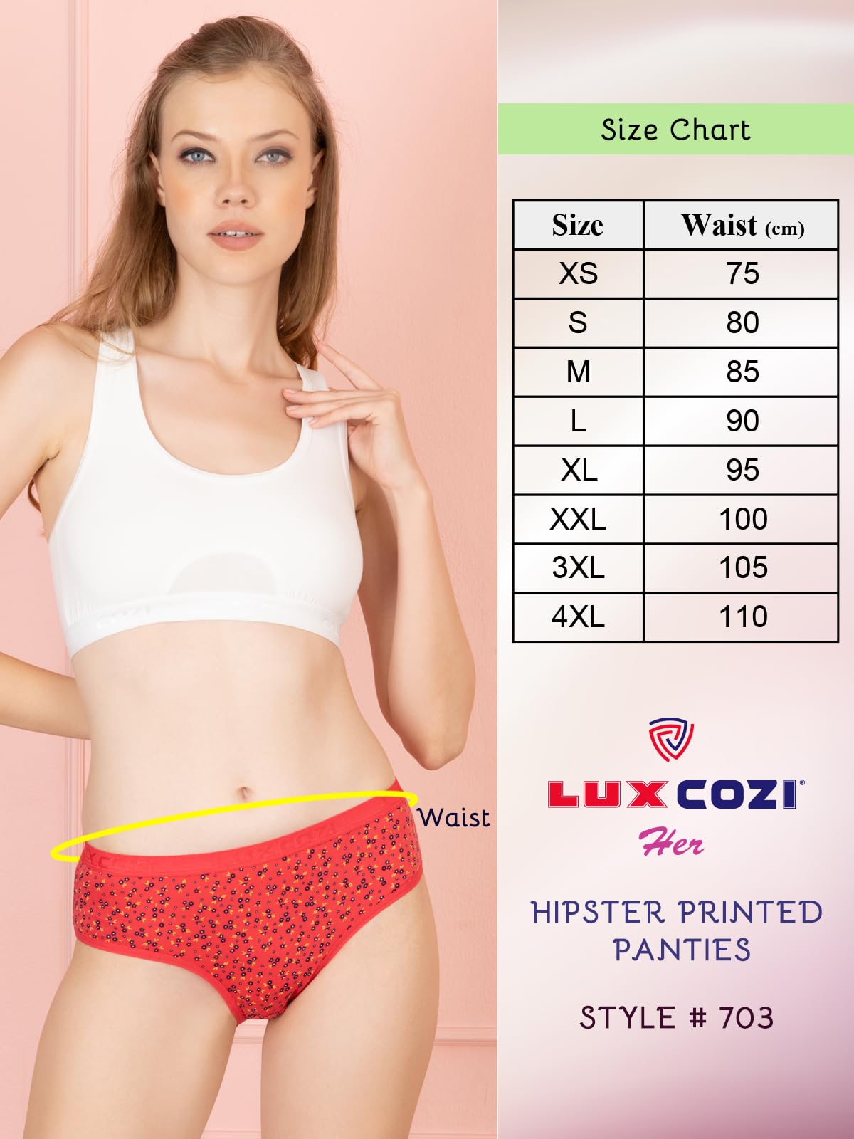 Lux Cozi Cotton Hipster Panties for Women - Assorted - Image 2