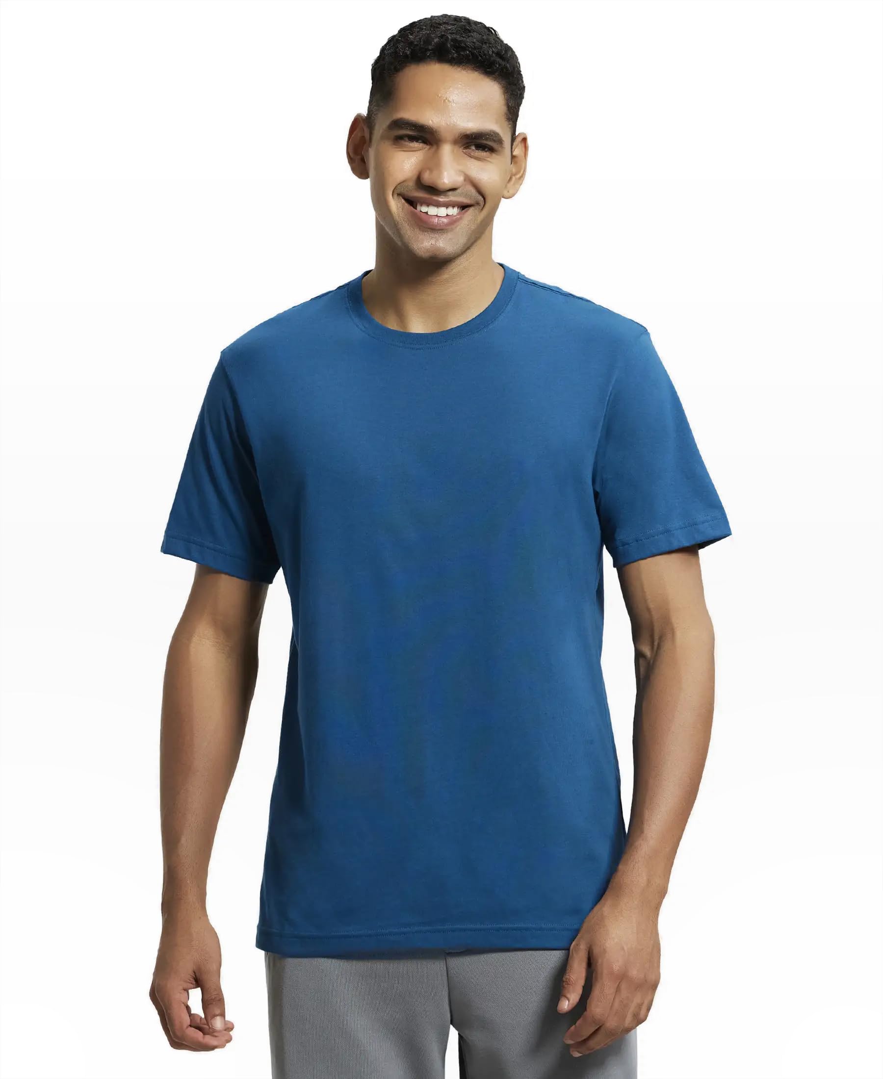 Jockey Men's Teal Round Neck T-Shirt