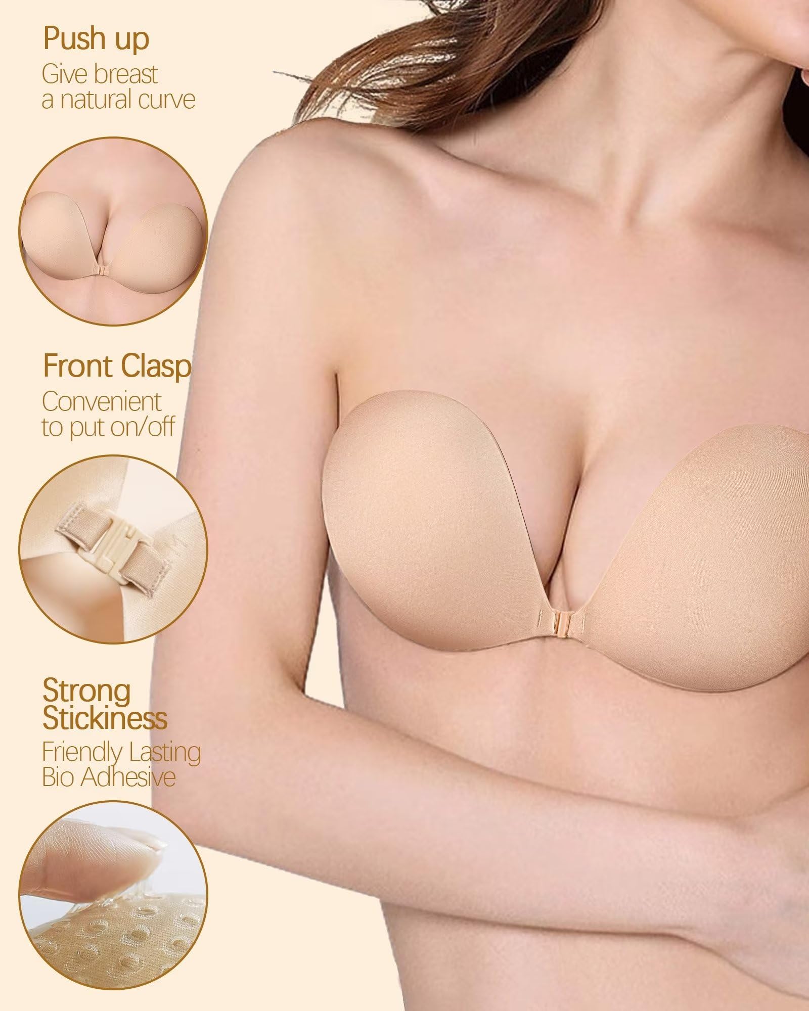 TNR Sticky Bra for Women - Nude Beige - Image 2