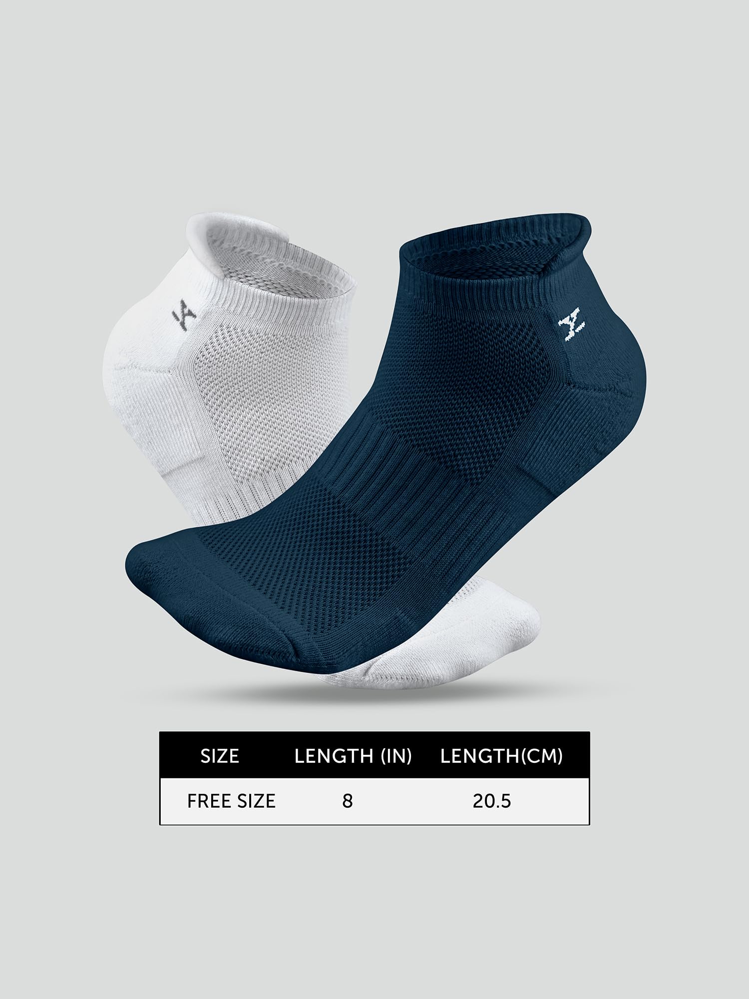 XYXX Mens Ankle-Length Socks - Midnight Blue Polar White - Image 5