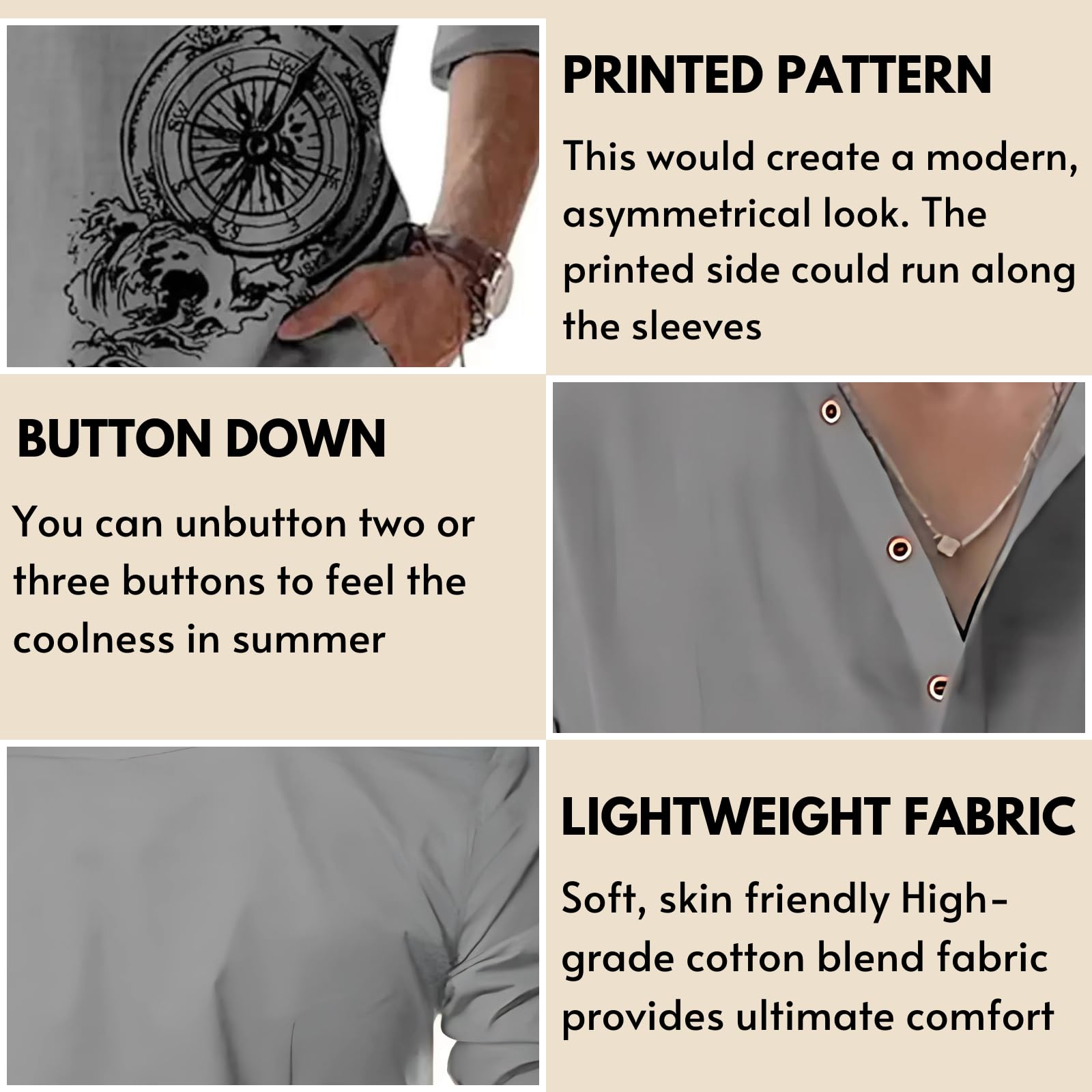 DEELMO Grey Mandarin Collar Kurta for Men - Image 3