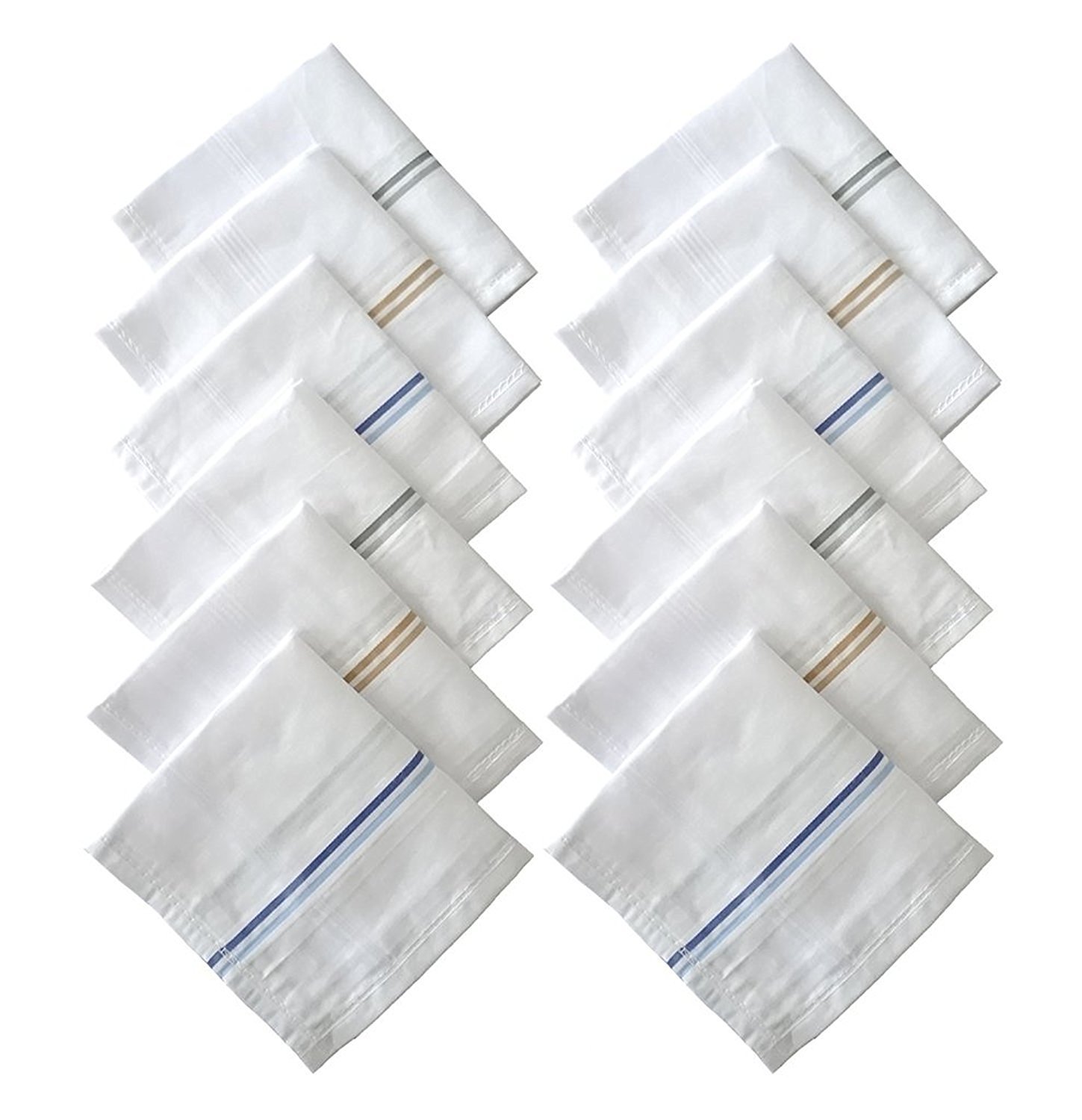 SPIN CART White Striped Handkerchiefs for Men