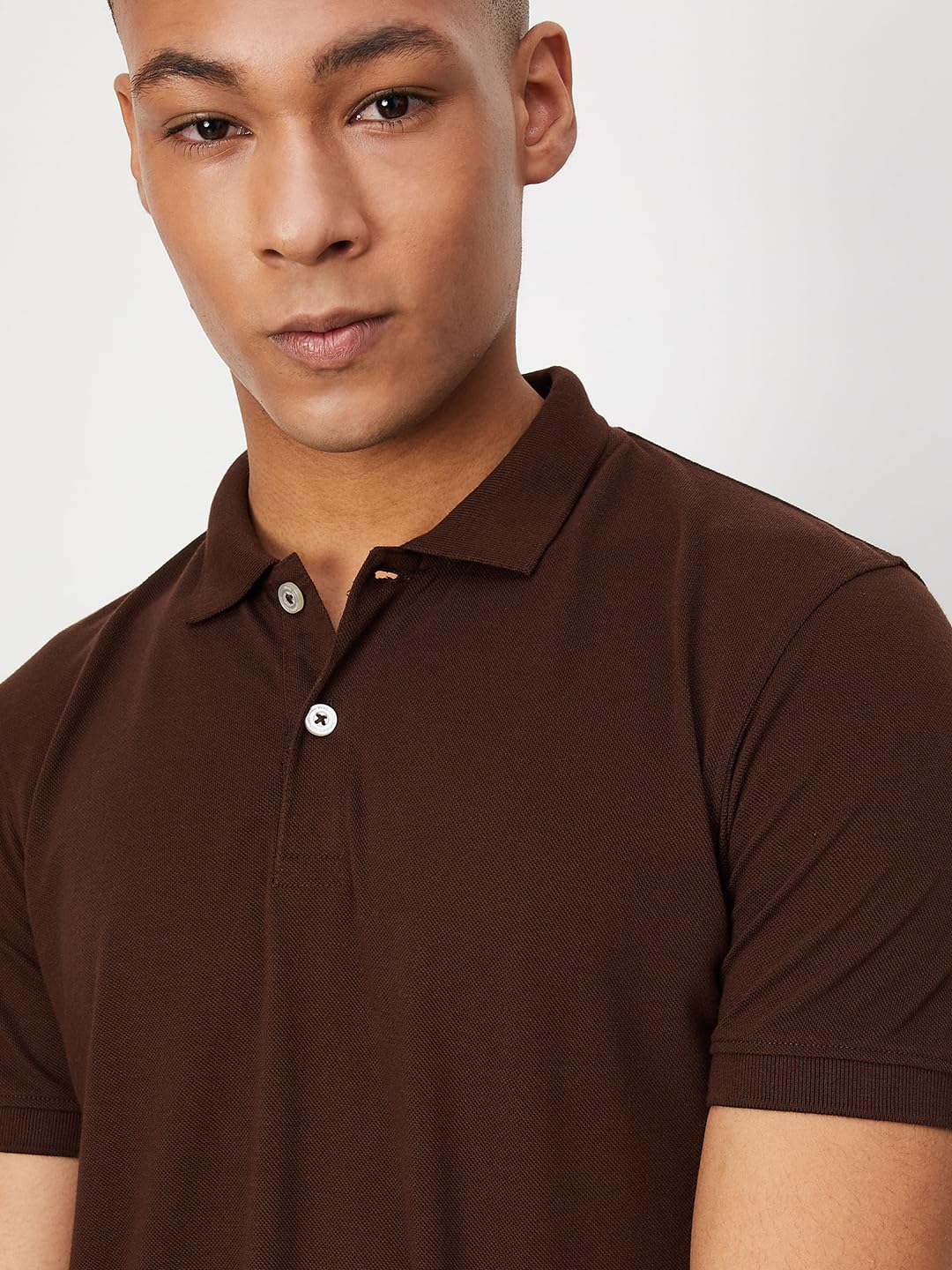 Max Men Polo Neck T-Shirt - Dark Brown - Image 3