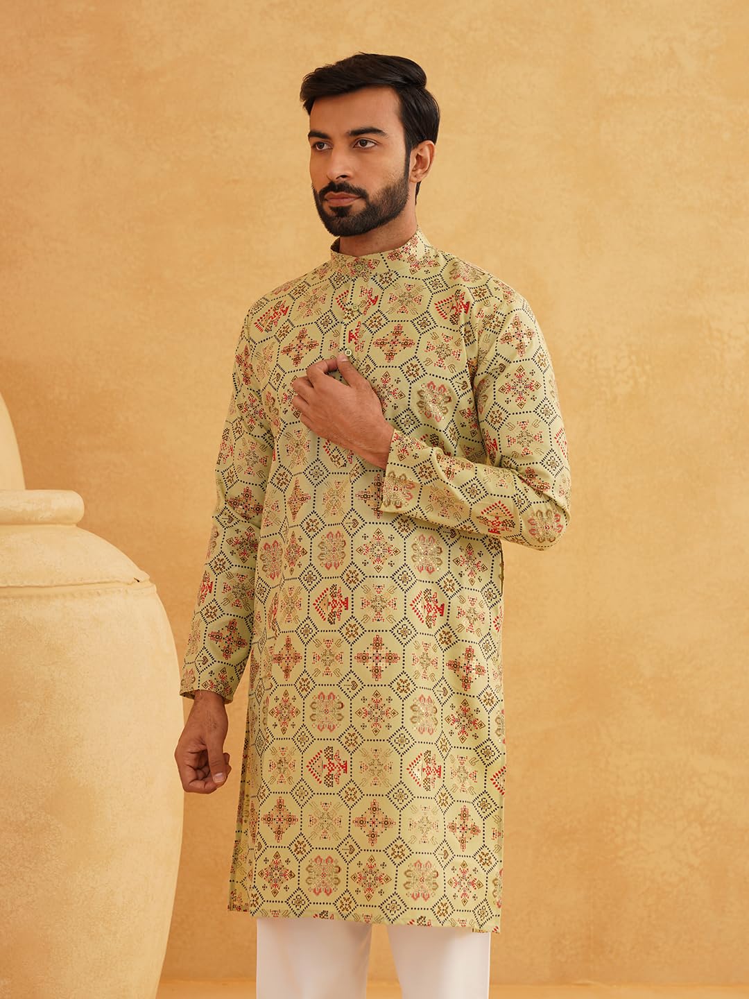 SOJANYA Pista Green Kurta for Men - Image 2