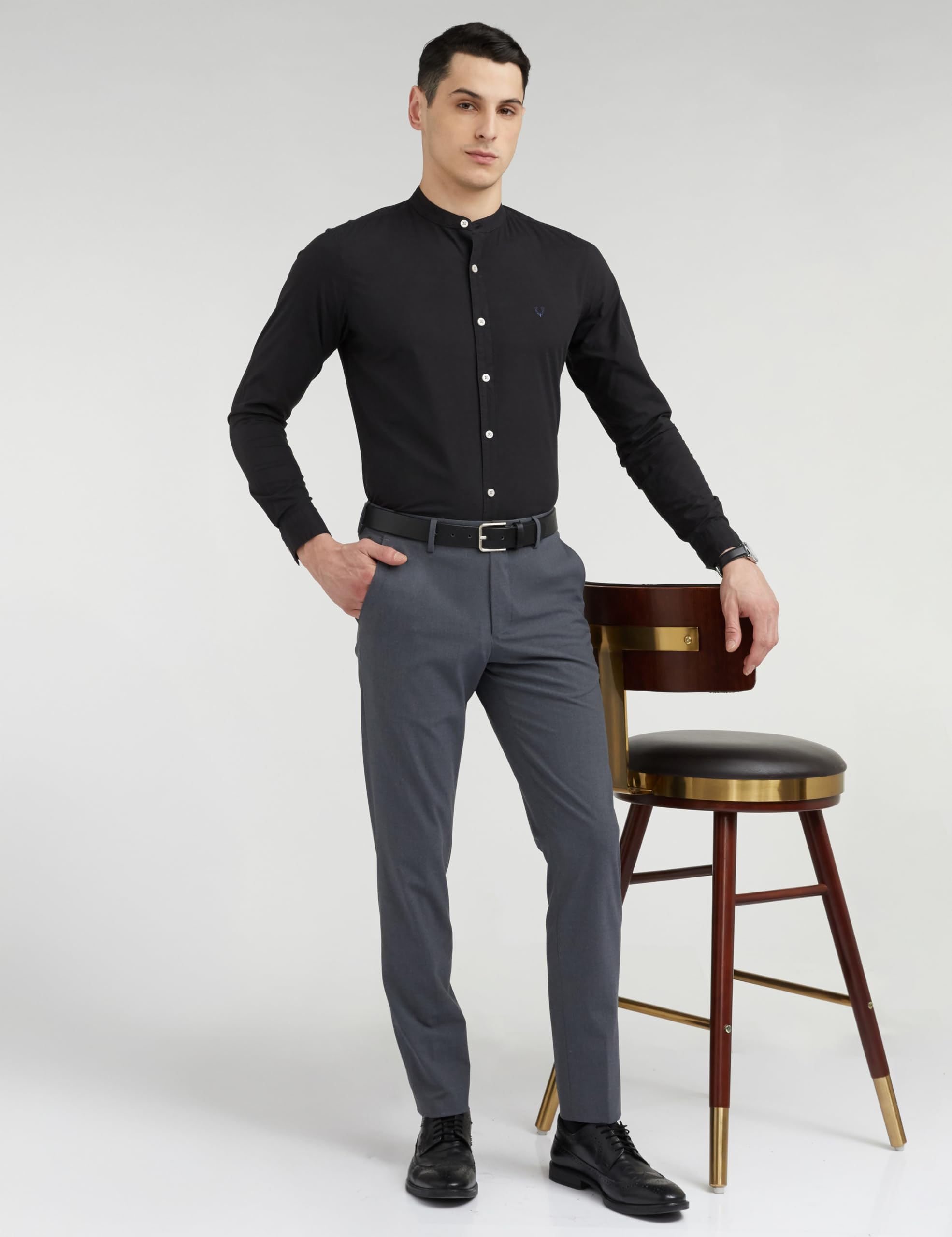 Allen Solly Men Cotton Slim Fit Casual Shirt - Black - Image 3