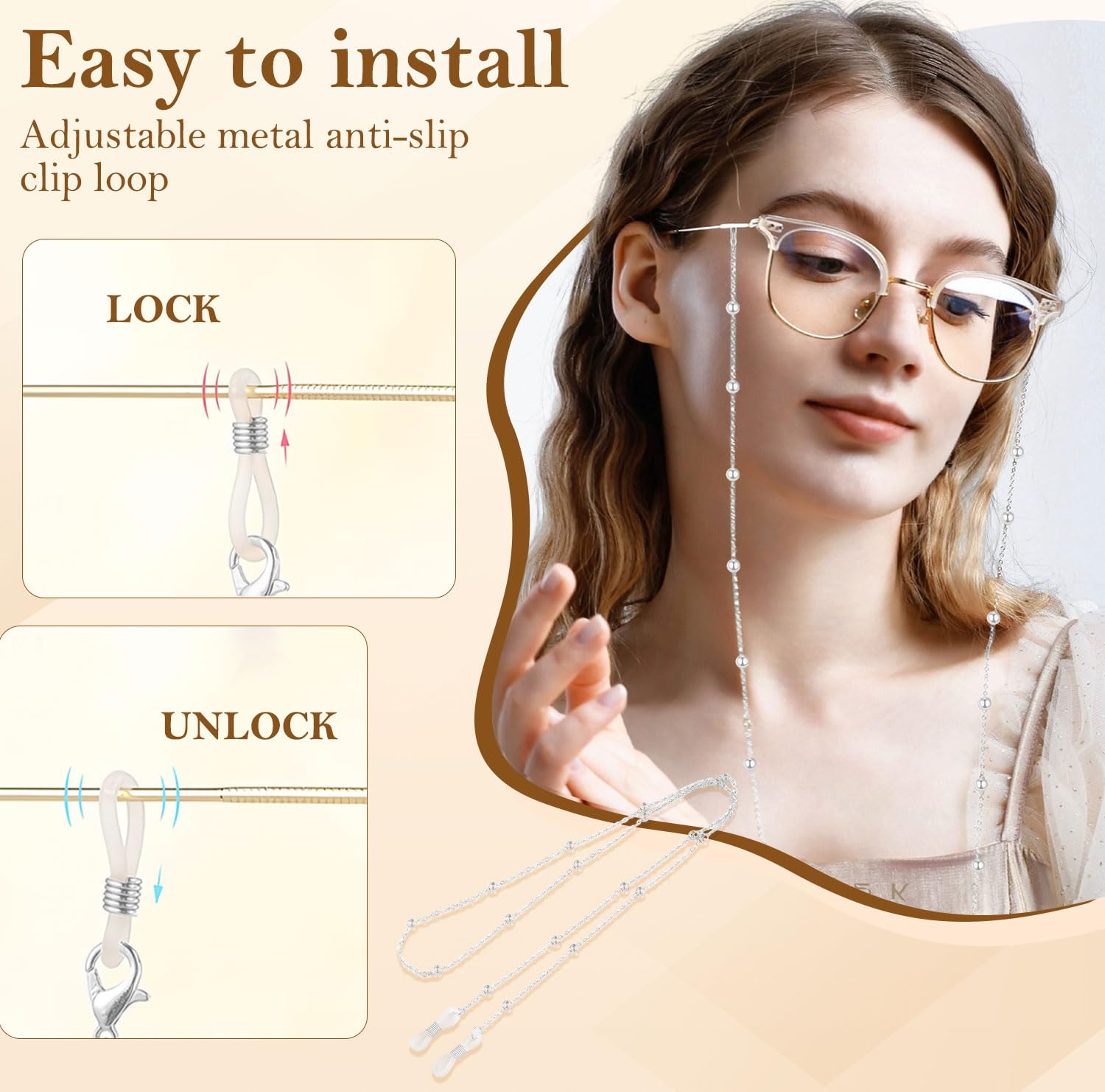 TecoKart Eyeglass Specs Holder Strap - Sliver - Image 3