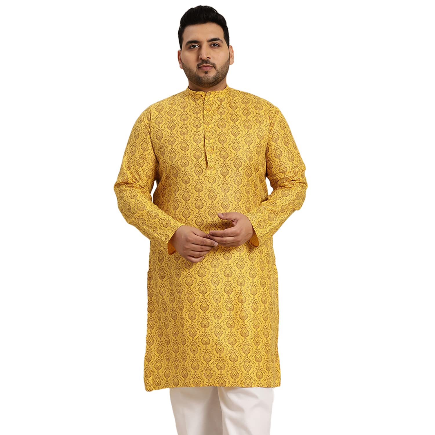 SOJANYA Men's Cotton Blend Kurta - Mustard