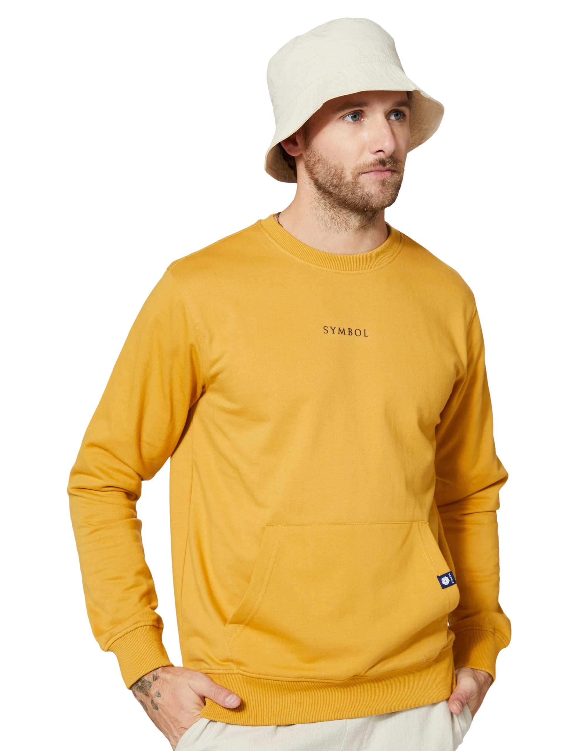 Symbol Men Cotton Blend Crew Neck Sweatshirt - Amber Gold