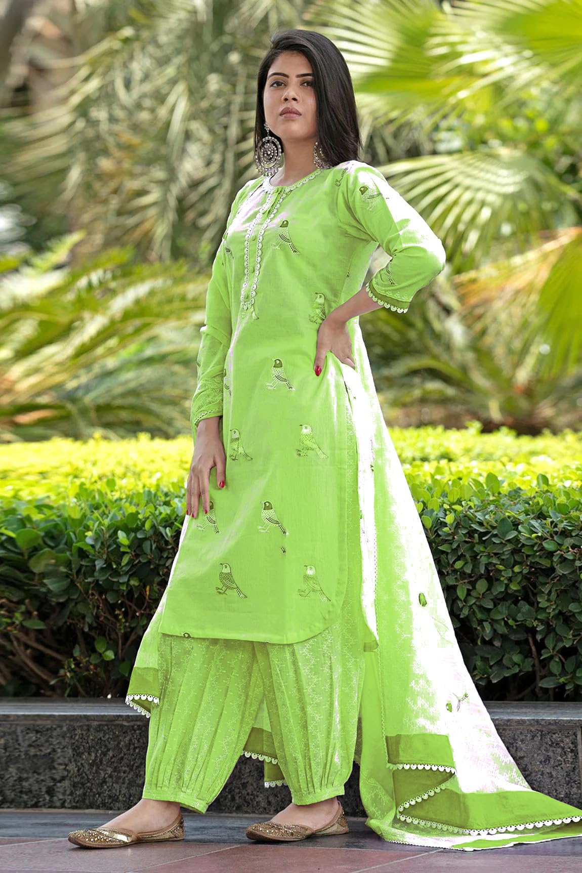 GoSriKi Green Rayon Blend Kurta Set for Women - Image 3