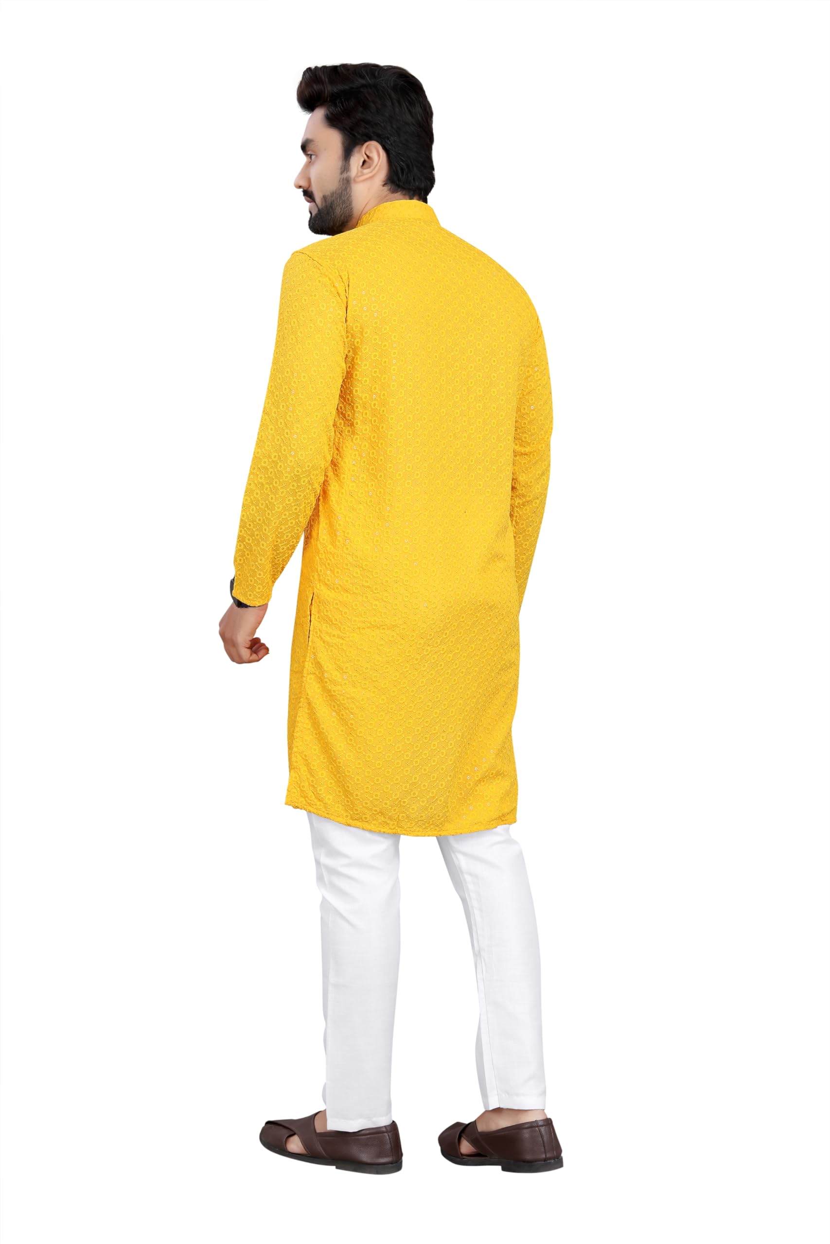Trustous Men Kurta Pajama Set - Yellow - Image 2