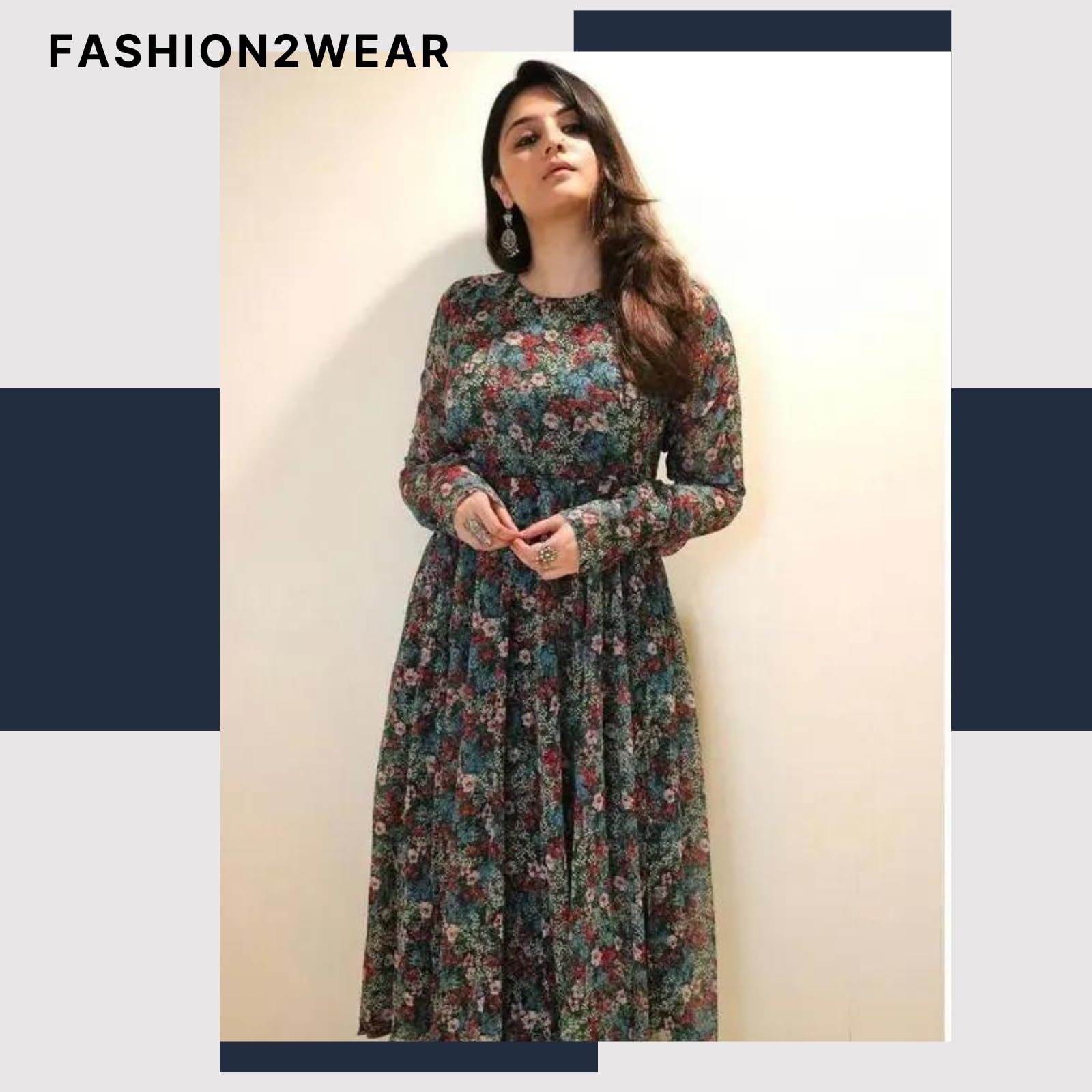 GarbGlide Women Green Georgette Anarkali - Image 5