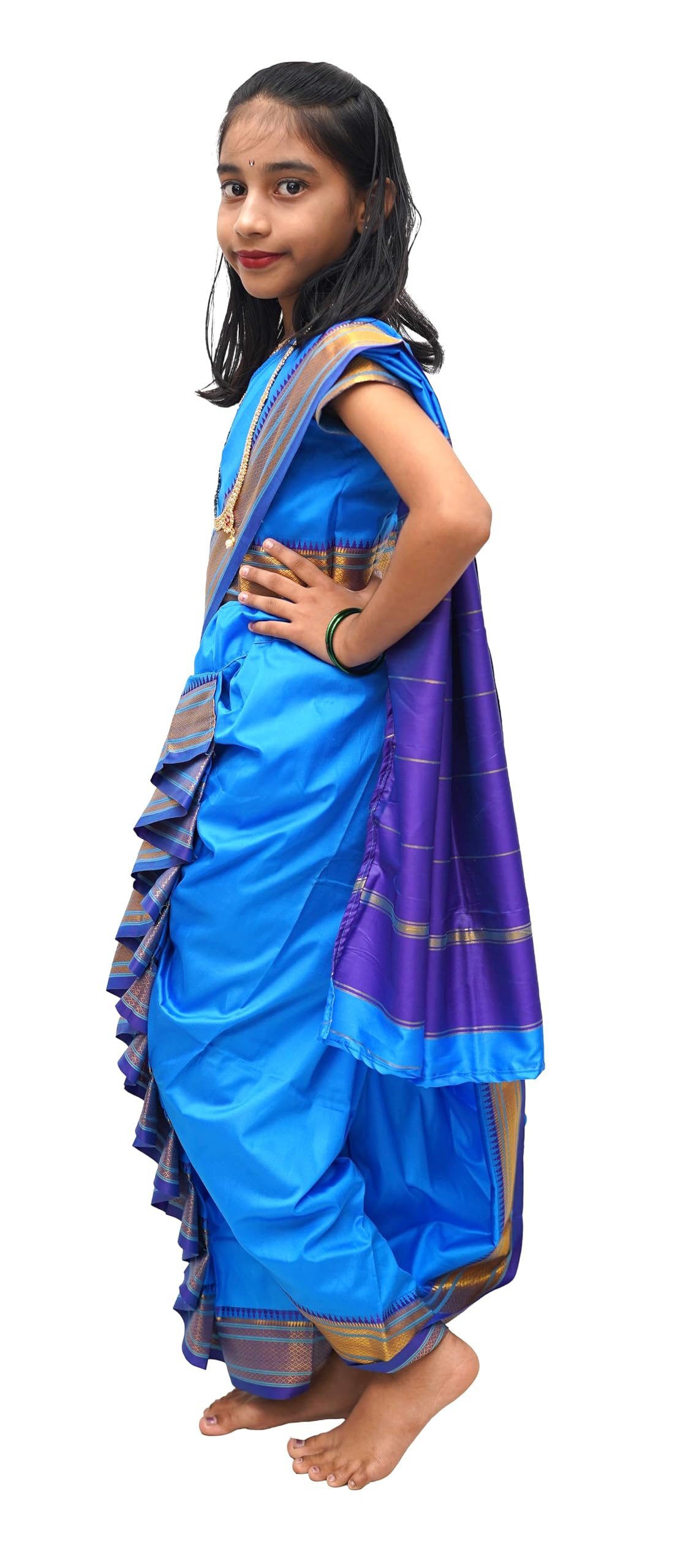 LUSTER Shahi Mastani Nauvari Saree for Girls - SkyBlue - Image 5