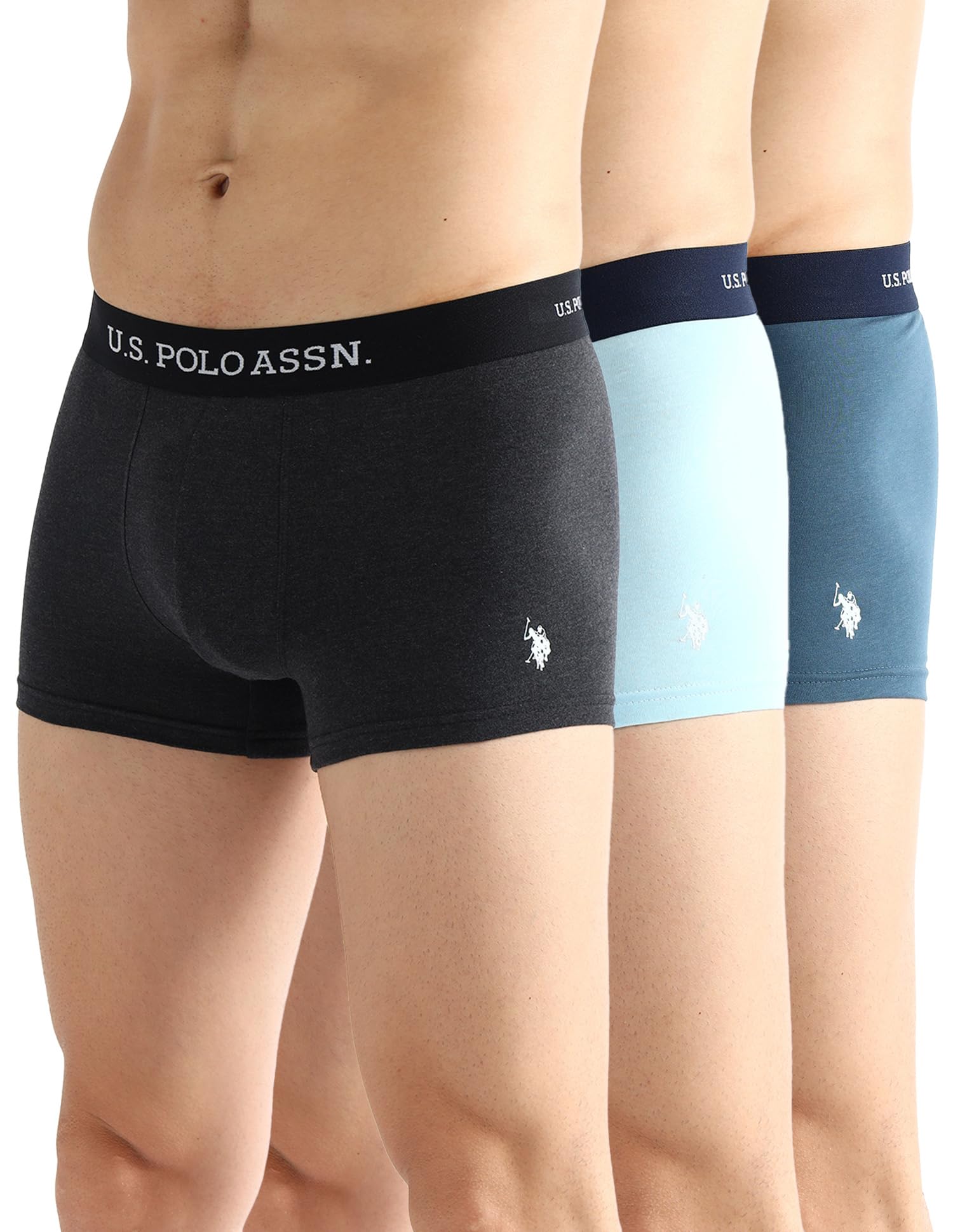 U. S. POLO ASSN. Men Cotton Blend Trunks - Grey Navy Blue