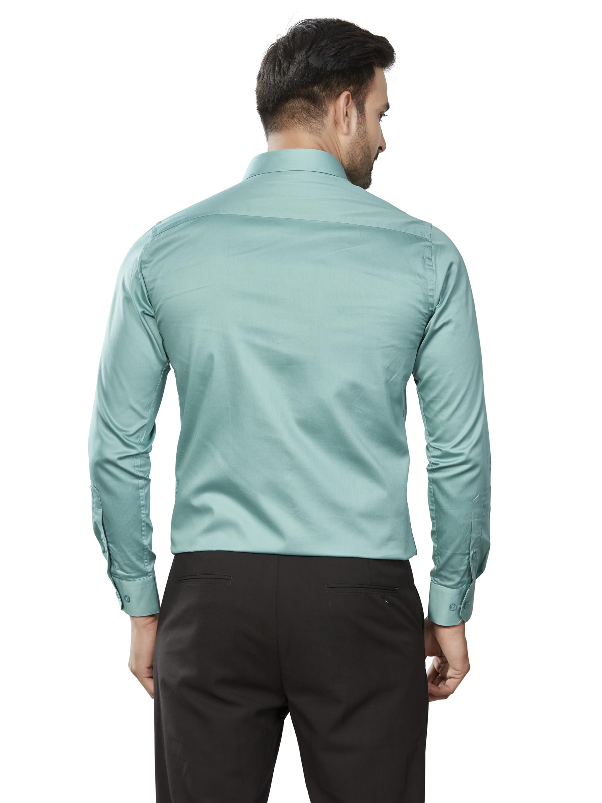DUKUL Formal Shirt for Men - Green Cotton - Image 2