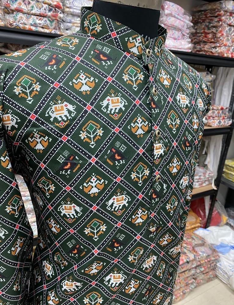 LAZZLY Men's Cotton Blend Printed Long Kurta - Image 4