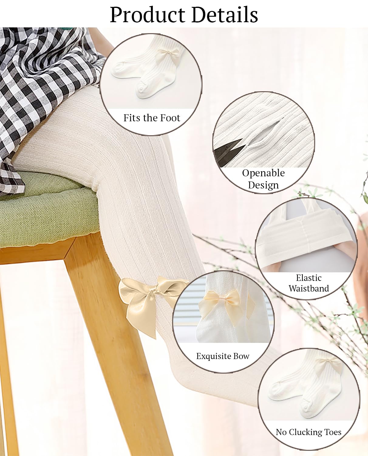 SYGA Girls Mesh Stockings with Bow Detail - White - Image 5