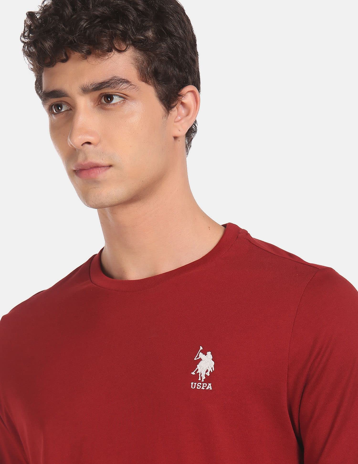 U. S. POLO ASSN. Men Solid Cotton T-Shirt - Red - Image 5