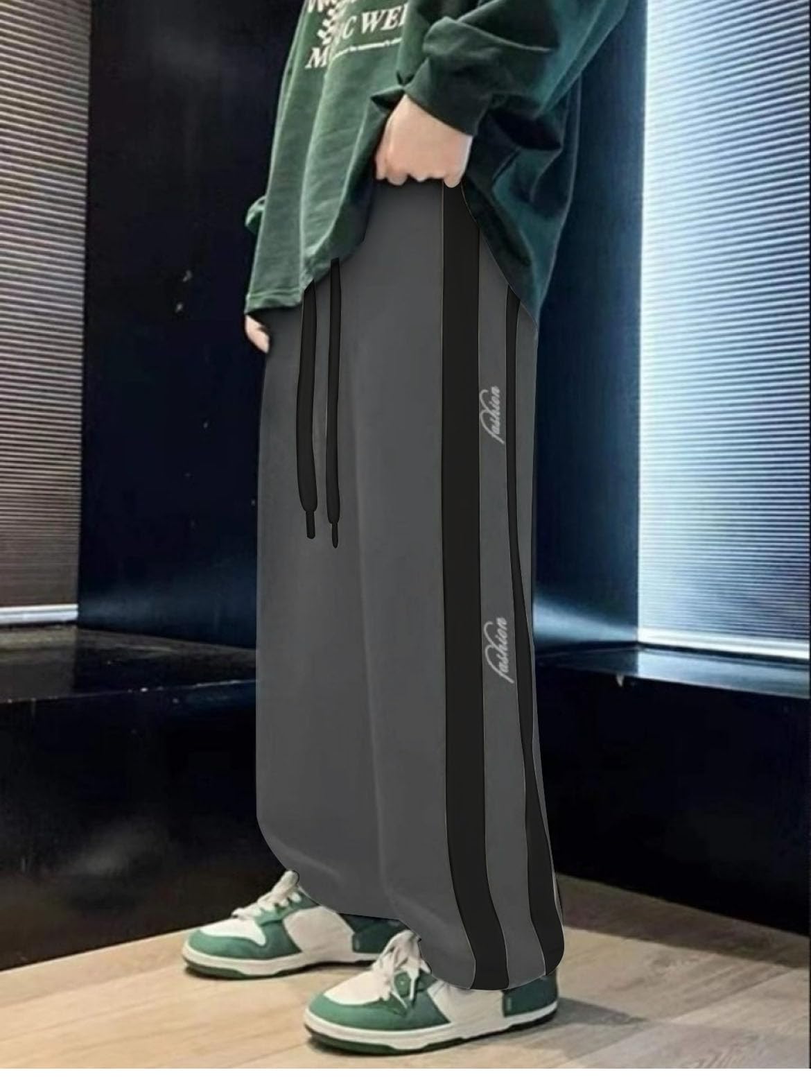 VIMAL JONNEY Men Grey Striped Track Pants - Image 2