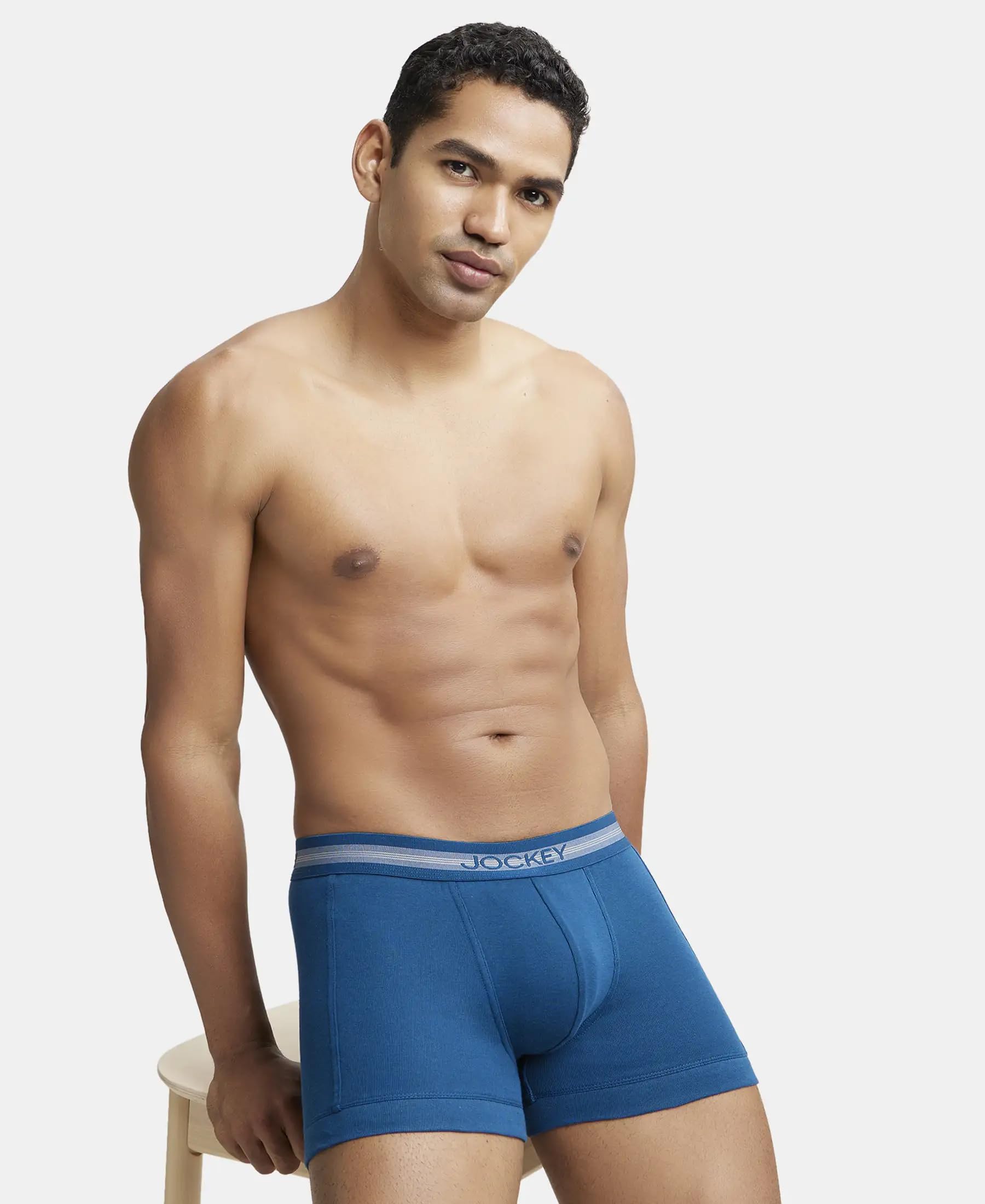 Jockey Men's Elance Cotton Trunks - Blue - Image 5