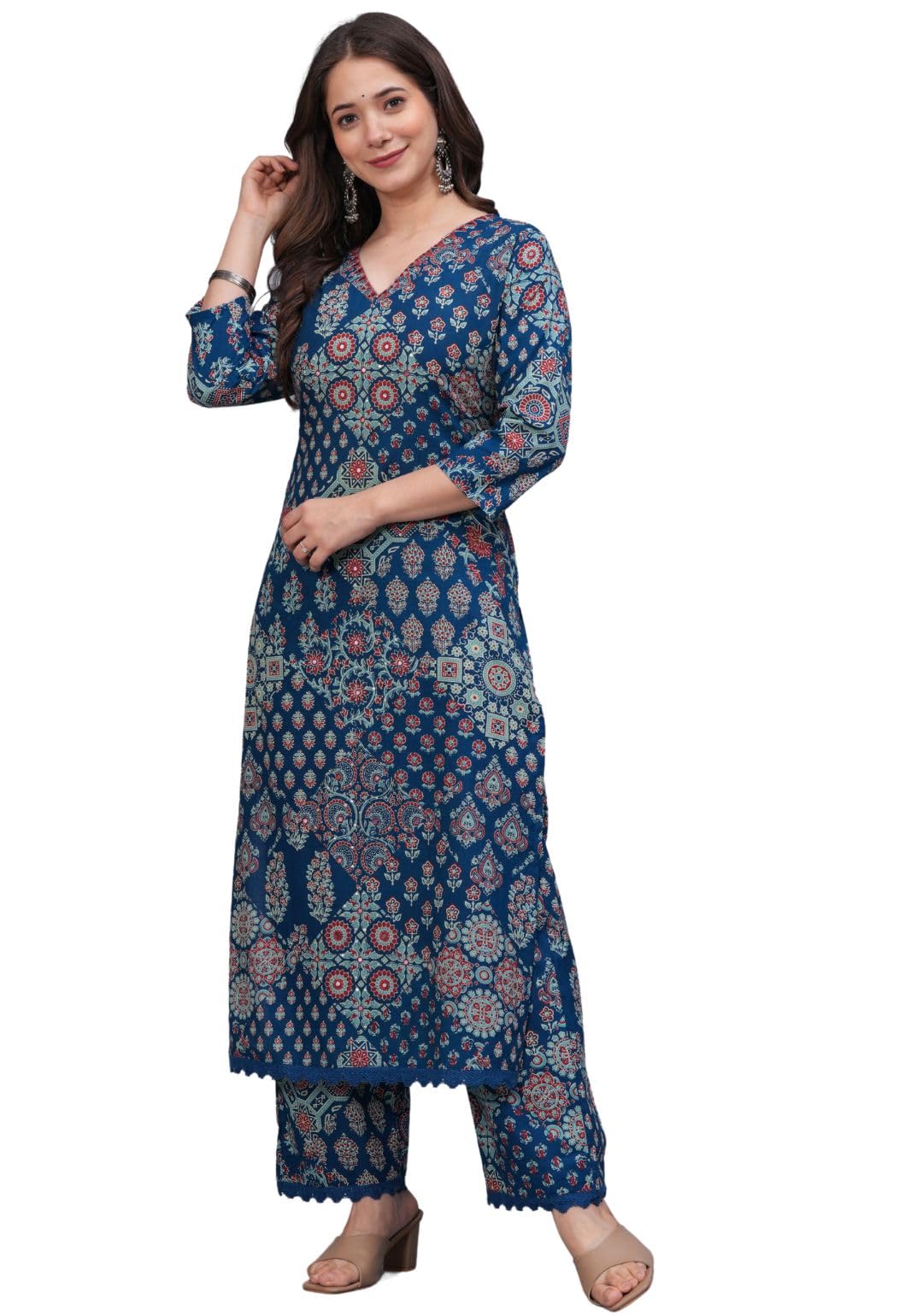 rytras Women's Cotton Printed Kurta Set with Palazzo - Image 4