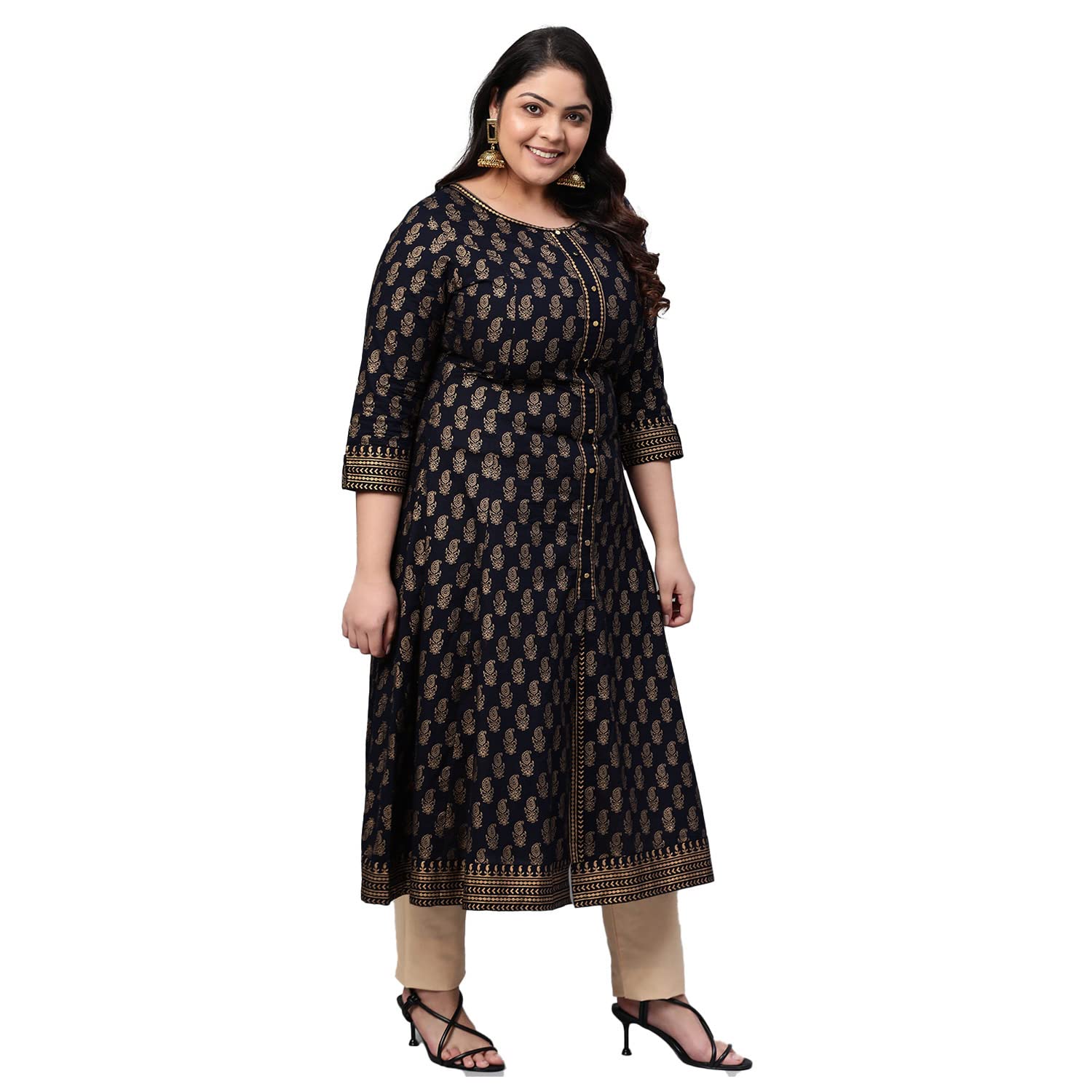 Yash Gallery Black Floral Anarkali Kurta for Women - Image 2