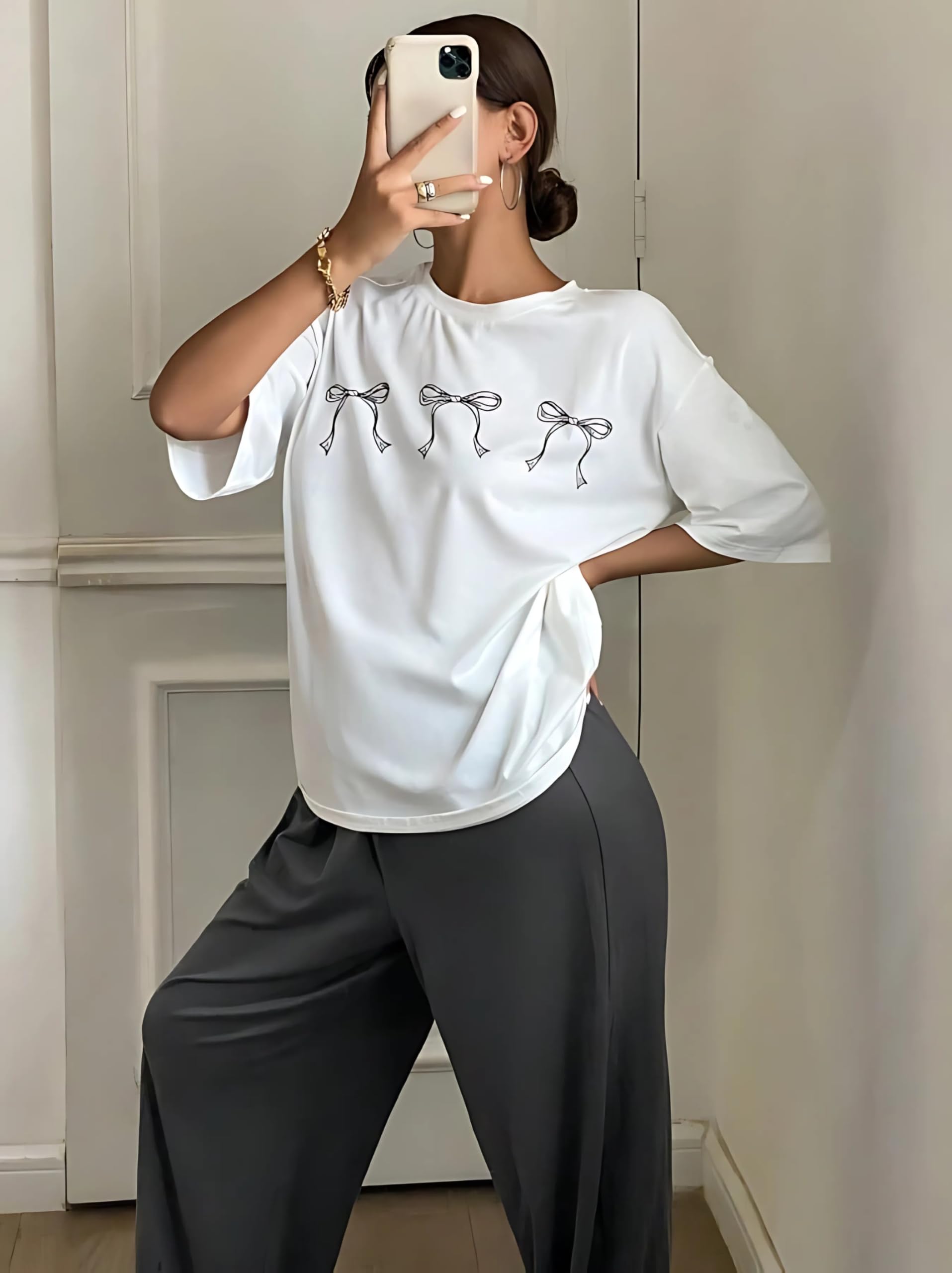 KSHS White Bow Printed Nightwear for Women - Image 5