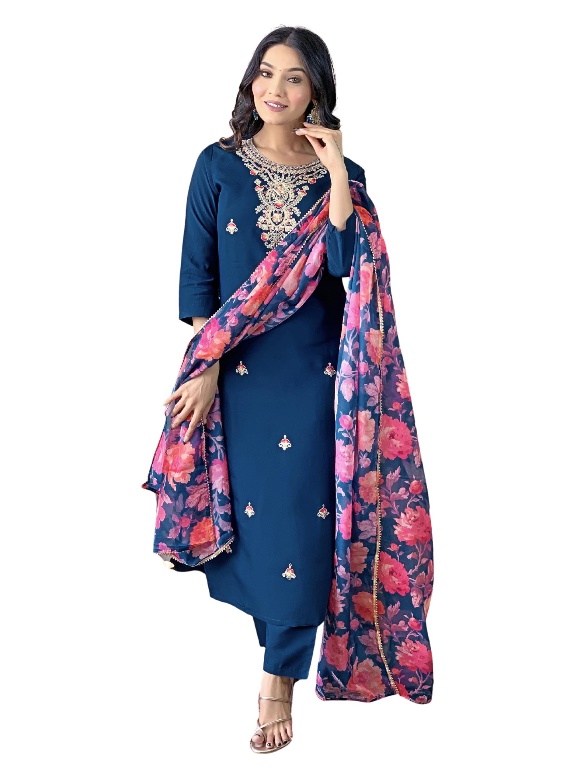 Naixa Women's Rayon Embroidered Kurta Set