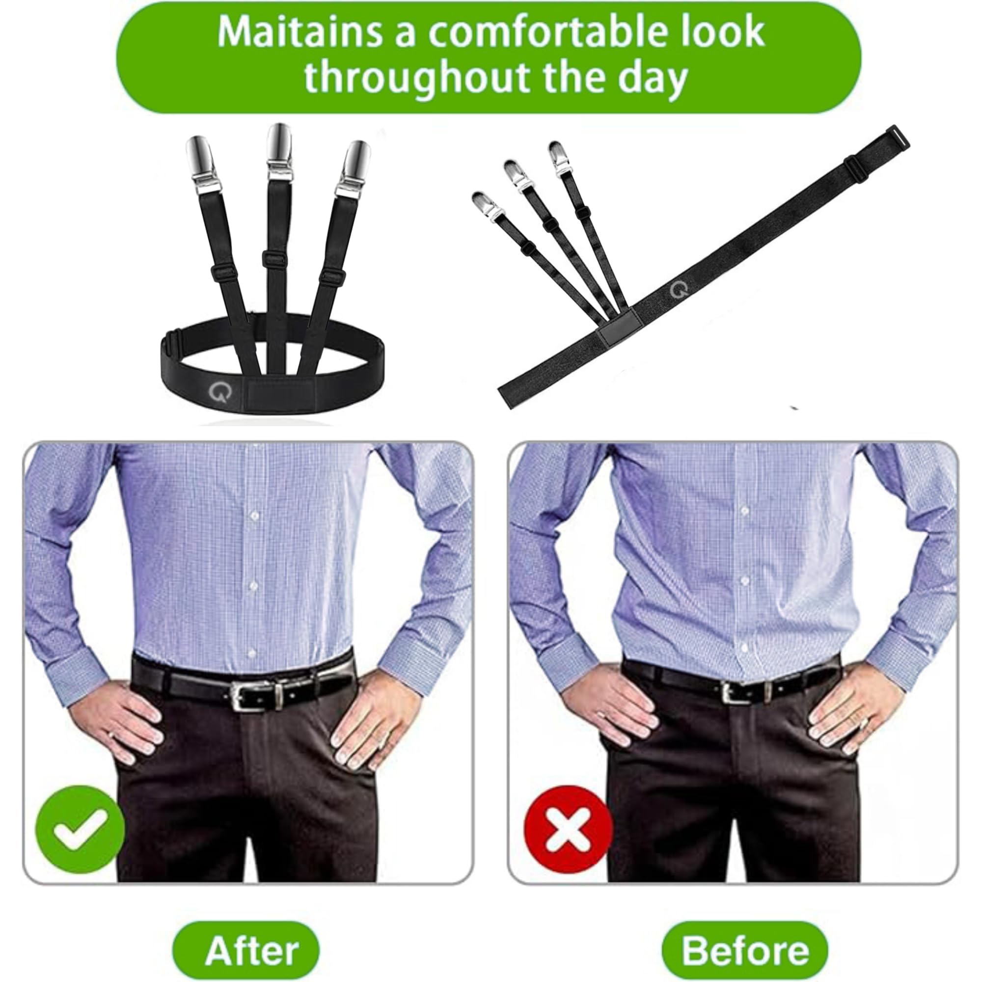 QUALIFT Men's Shirt Stays Adjustable Garter Belt - Image 5