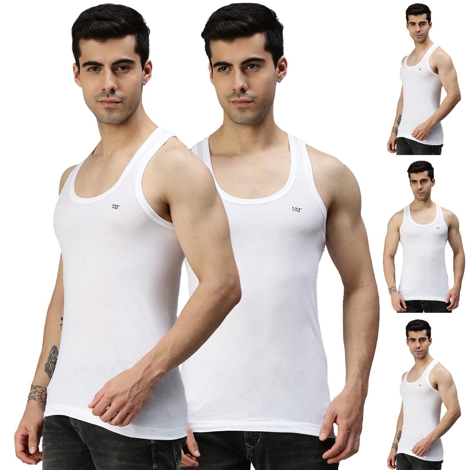Lux Cozi Men's Solid White Vests