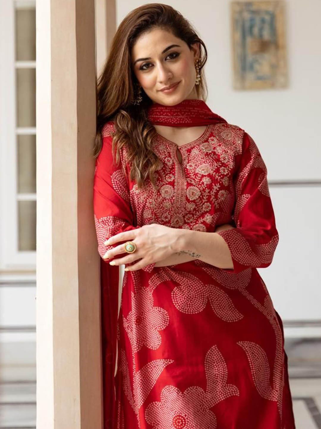 ANNI DESIGNER Pink Printed Kurta Set for Women - Image 5