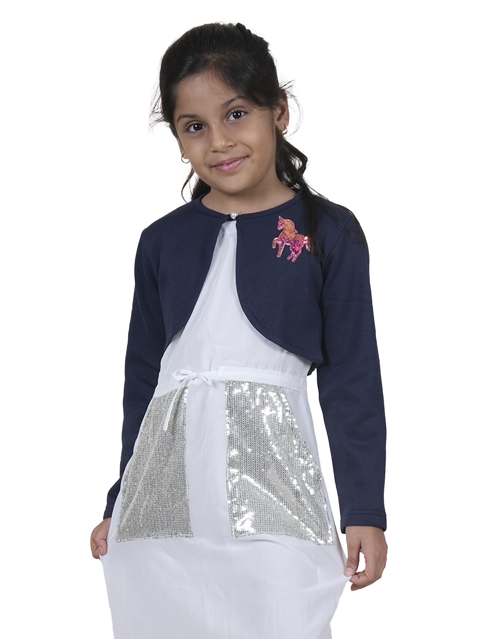 KiddoPanti Girls Shrug - Navy Unicorn